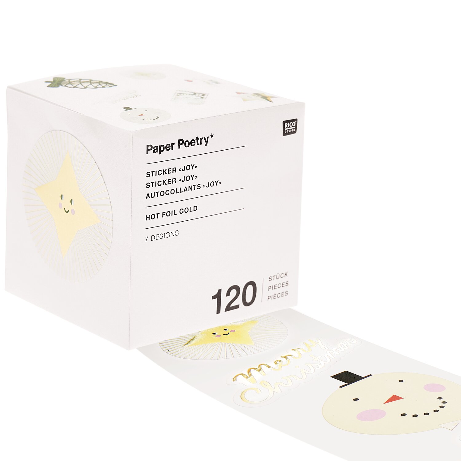 Paper Poetry Sticker Joy 5,5cm 120 Stück auf der Rolle Hot Foil von Rico Design