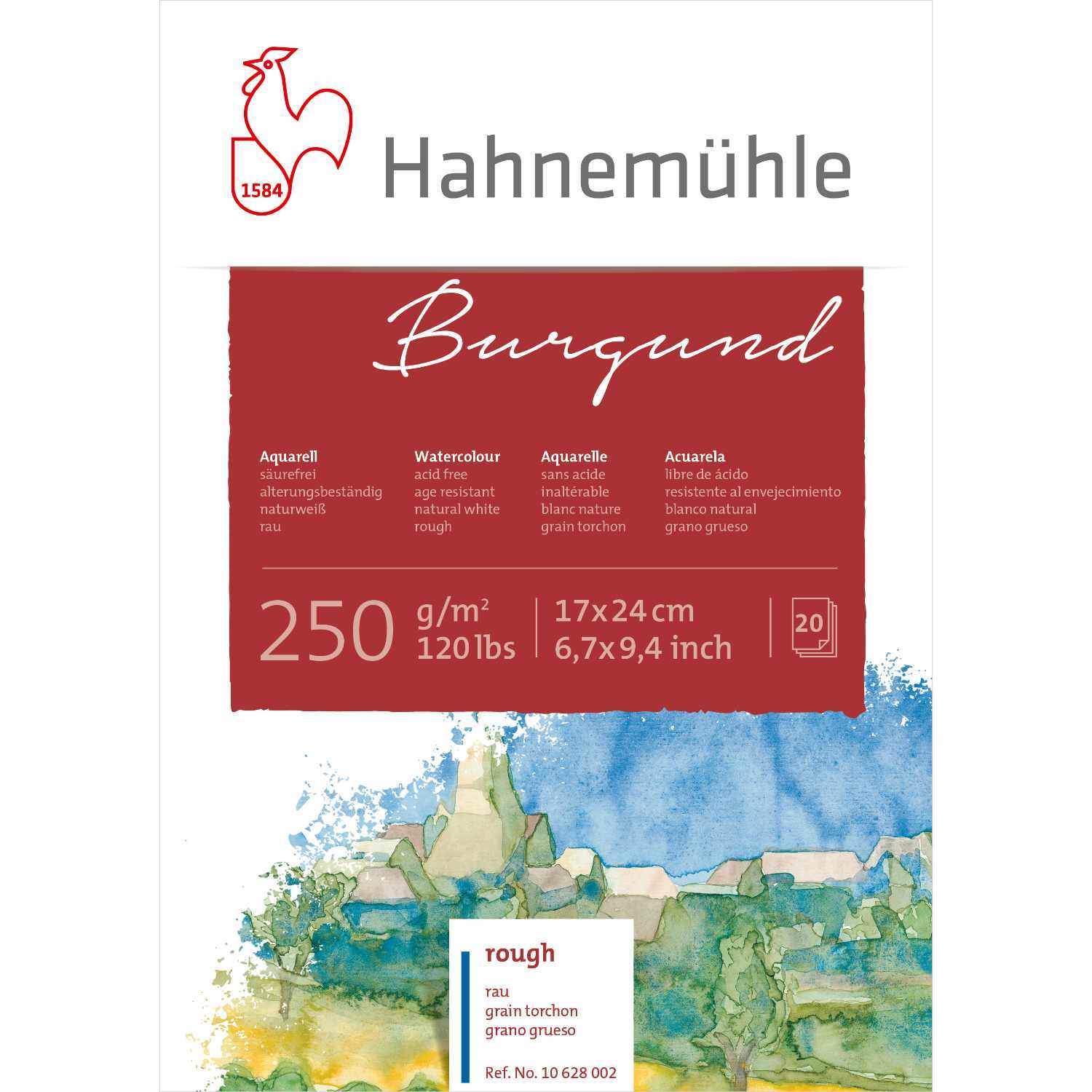 Aquarellblock Burgund rau 20 Blatt