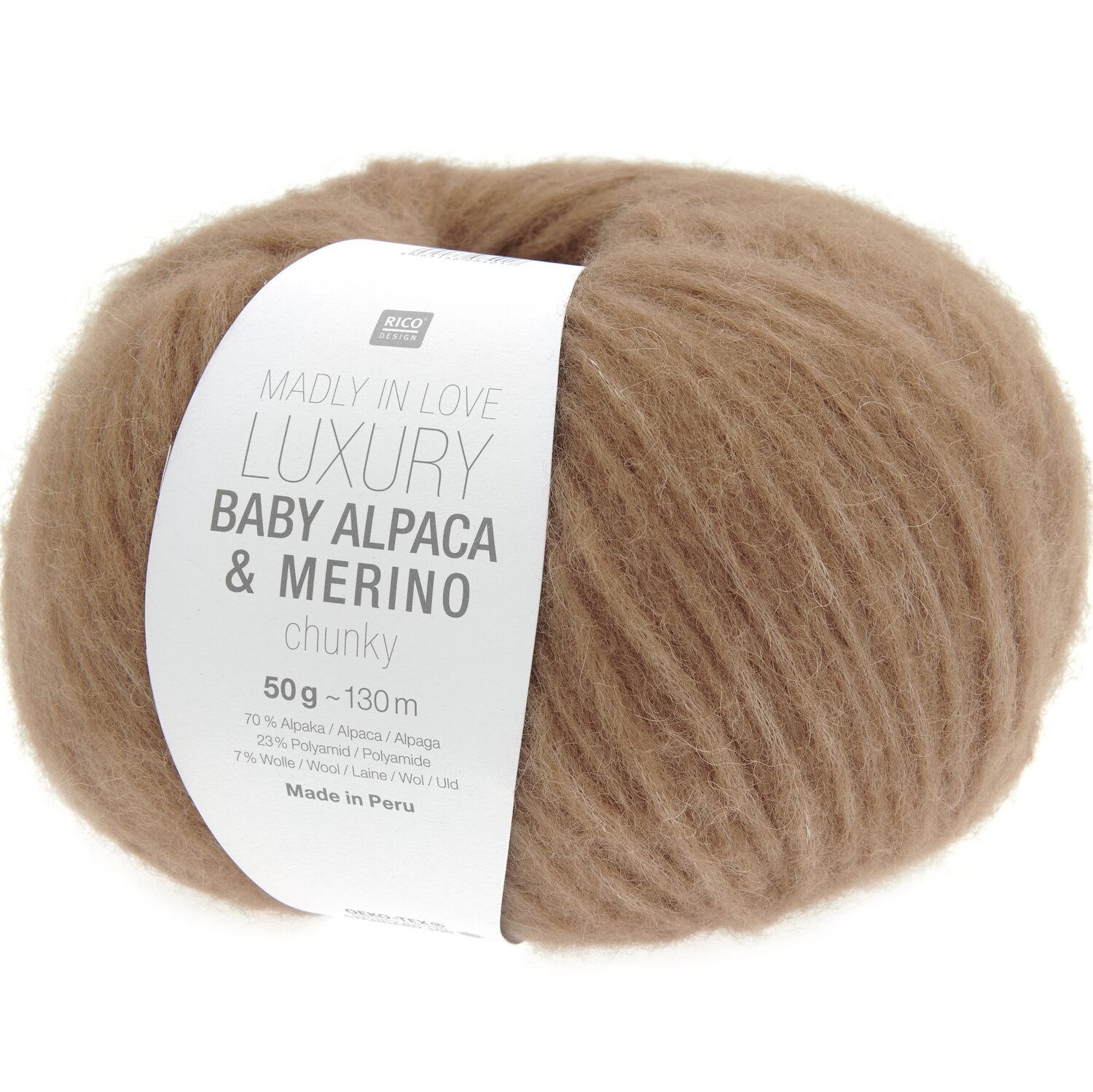 Luxury Baby Alpaca & Merino chunky - Madly in Love 50g 130m Farbe Zimt von Rico Design Luxury Baby Alpaca & Merino chunky Wolle in Zimt von Rico Design, 50g, 130m. Ideal für Strickprojekte.