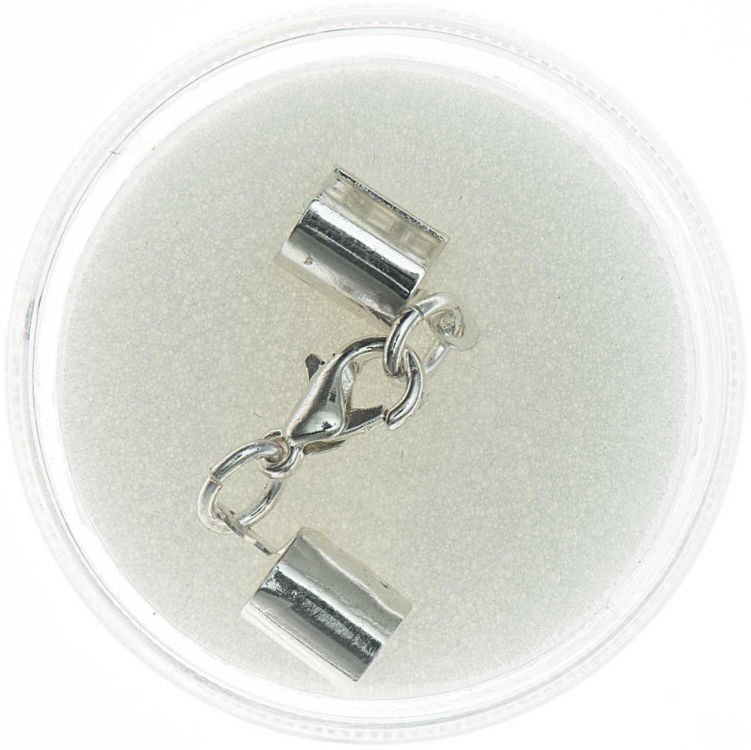 Lederbandverschluss Karabiner silber 8mm