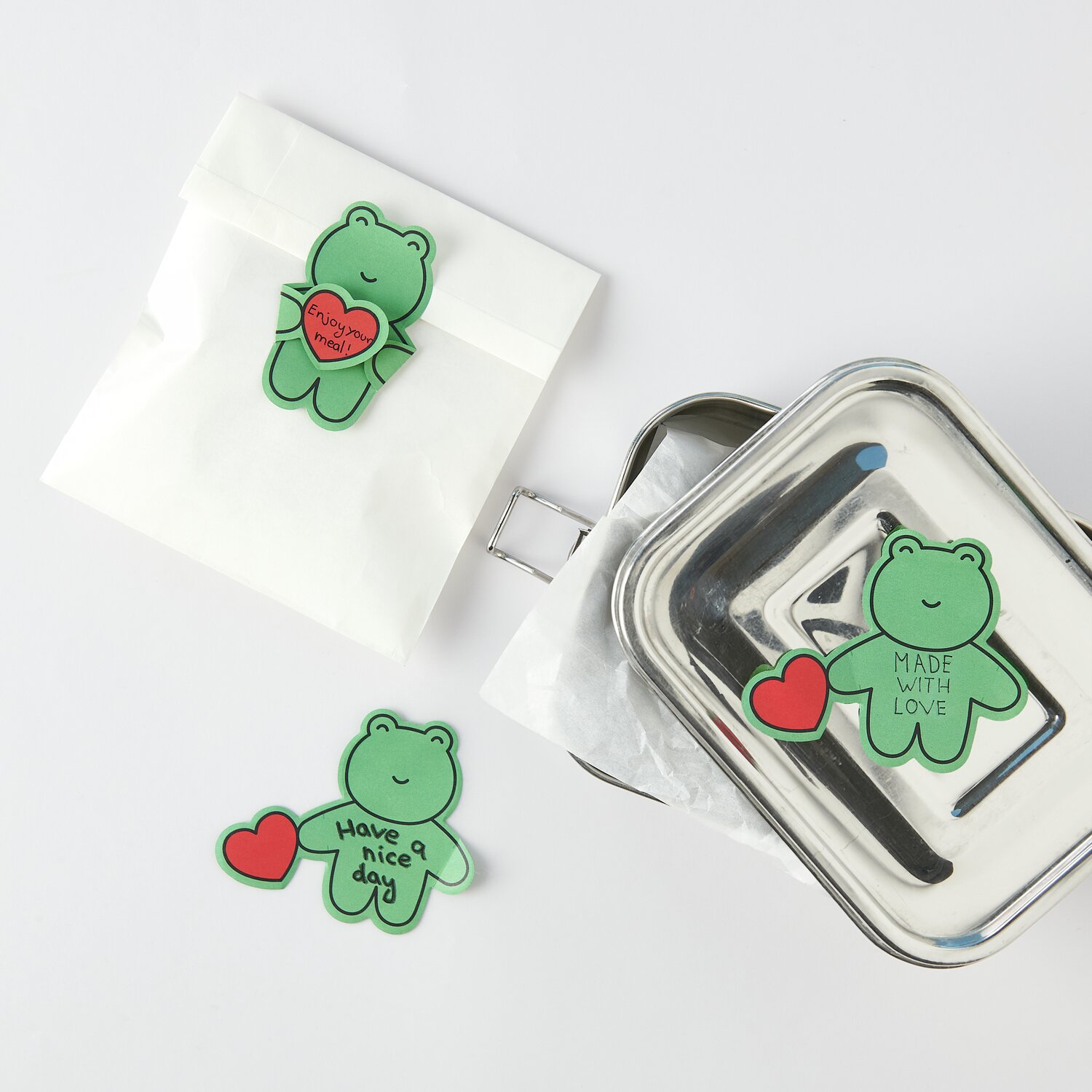 Paper Poetry Haftnotizen Frosch: Grüne Frosch-Notizen mit Herzmotiv, ideal für kreative Botschaften.