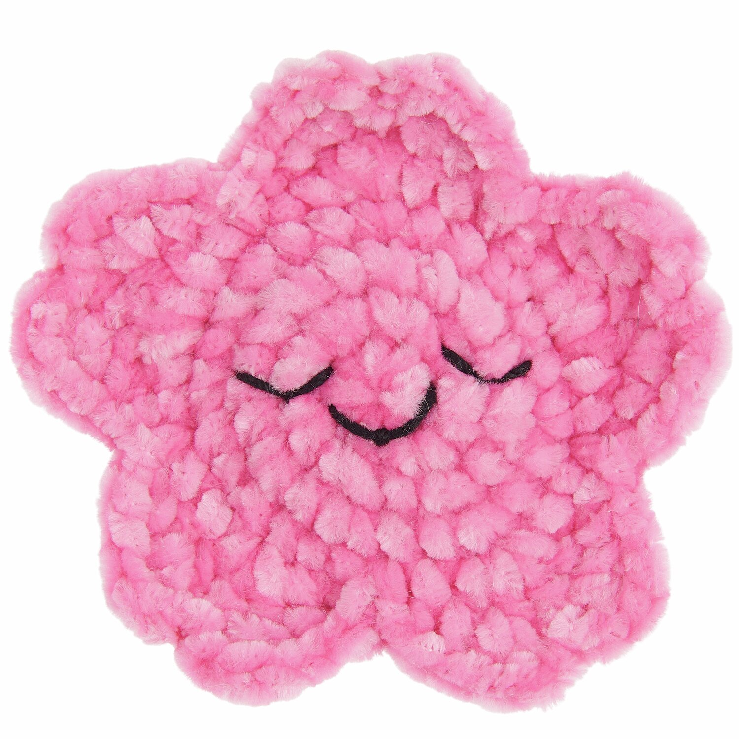 Ricorumi Häkelset Schlüsselanhänger Chingu Earth: Flauschiger, rosa gehäkelter Stern mit gesticktem Gesicht von Rico Design.