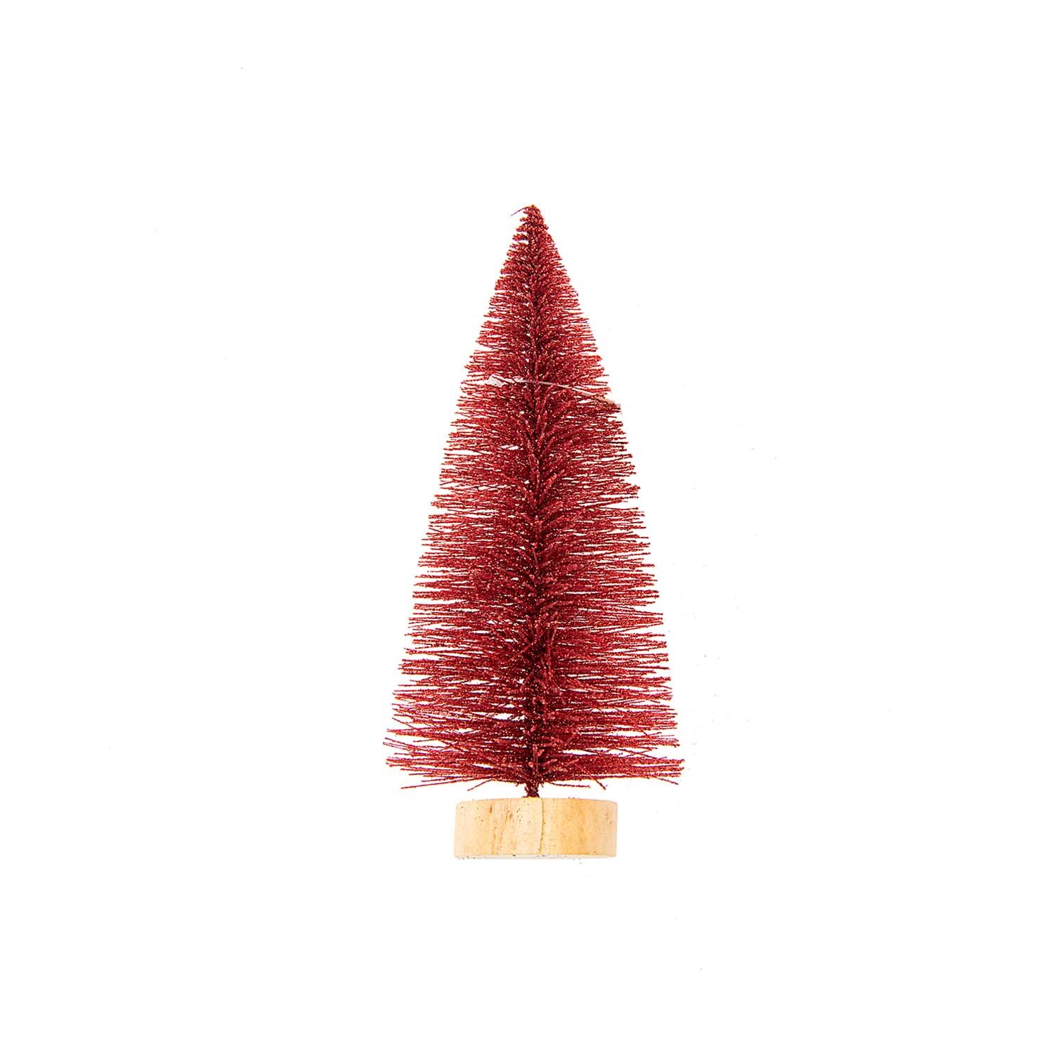 Tanne rot-glitter: Ein dekorativer, glitzernder roter Tannenbaum von idee. Creativmarkt auf Holzsockel.