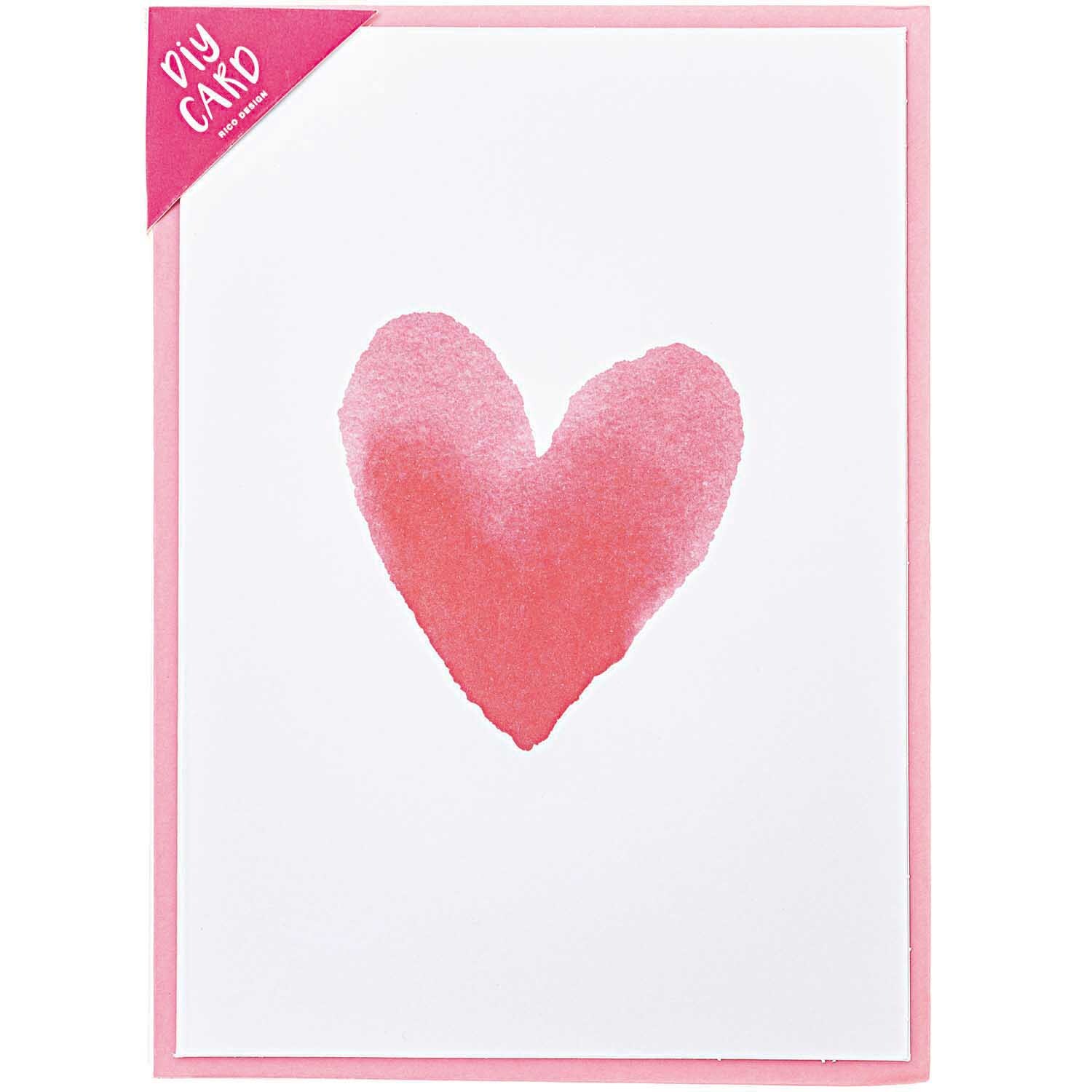 Paper Poetry Grußkartenset It must be love Herz Aquarell von Rico Design Paper Poetry Grußkartenset It must be love: Aquarell-Herz auf weißem Hintergrund, rosa Rand.