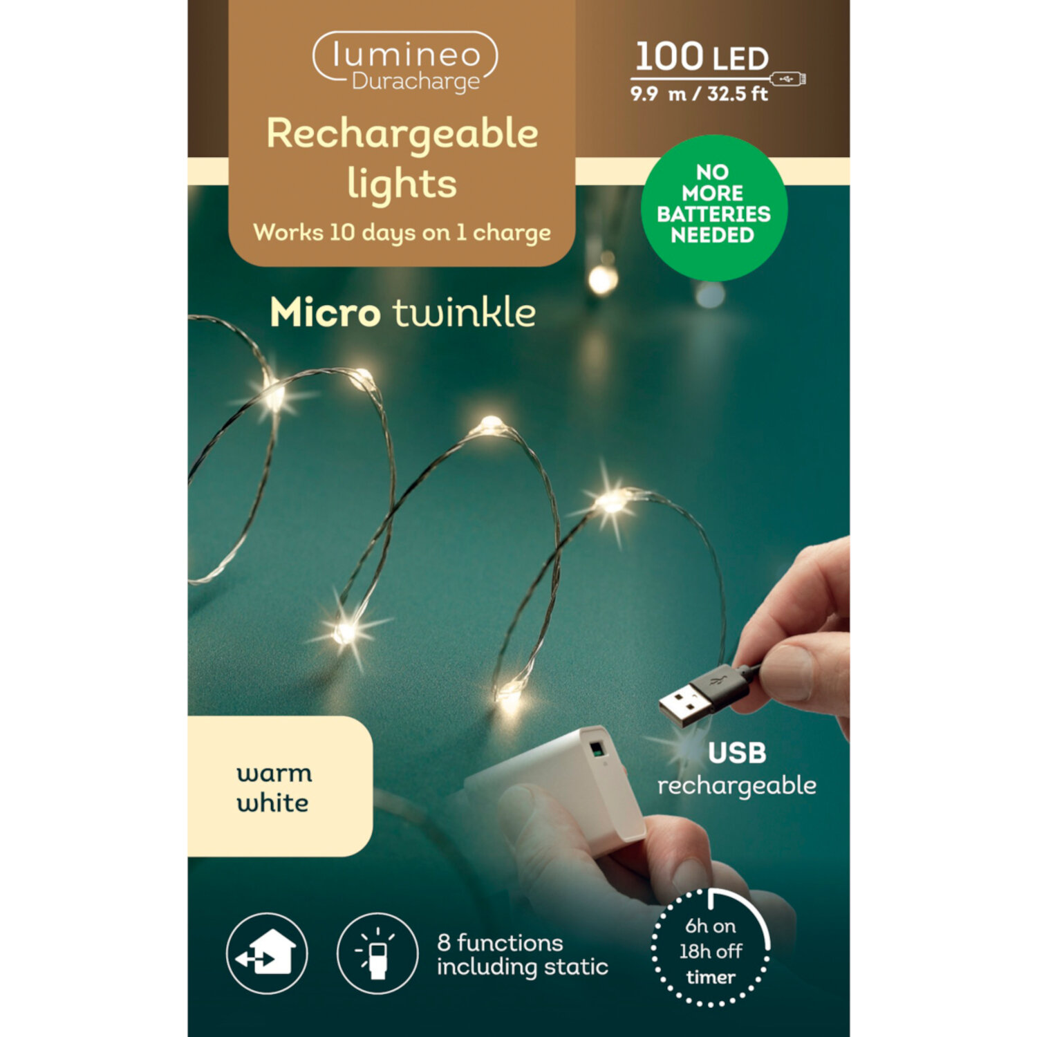 Micro LED Duracharge outdoor silber warmweiß 990cm von Kaemingk 