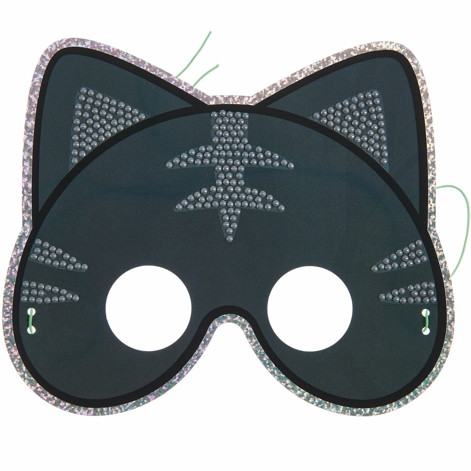 Diamond Painting Masken Tiere, 52-teilig. Schwarze Katzenmaske mit glitzernden Details von Rico Design. Ideal für kreative Bastelprojekte.