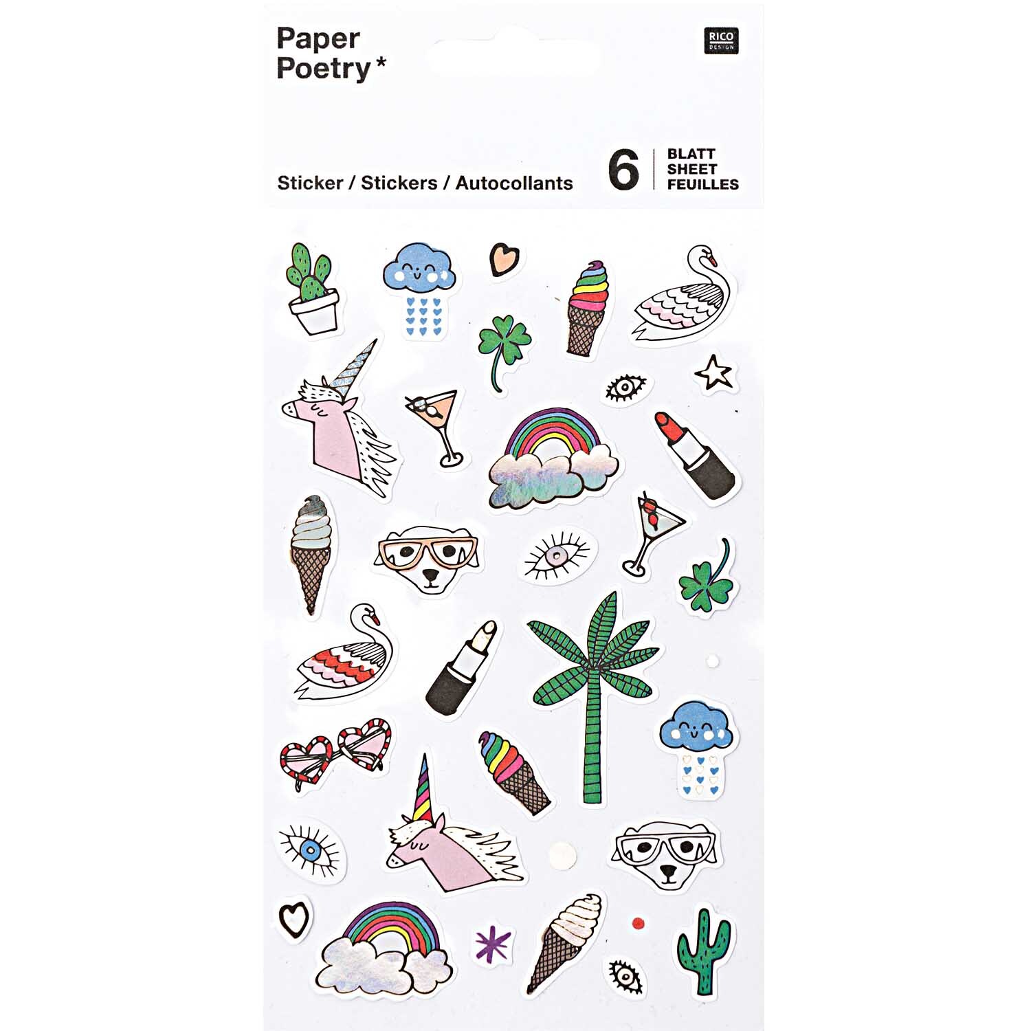 Paper Poetry Sticker Regenbogen 6 Blatt Paper Poetry Sticker Regenbogen 6 Blatt