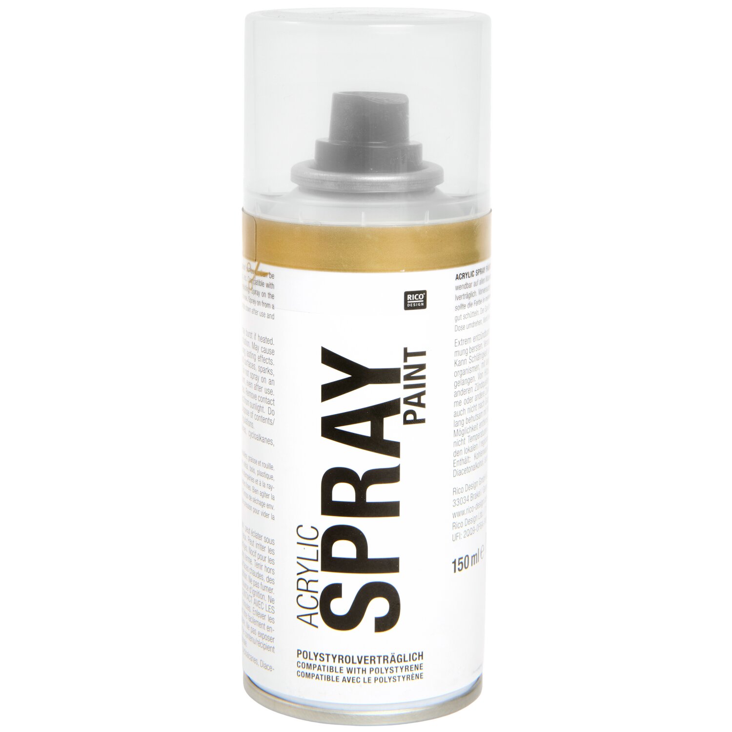 Spray Paint 150ml, goldene Farbe, von Rico Design. Ideal für kreative Projekte und Dekorationen.