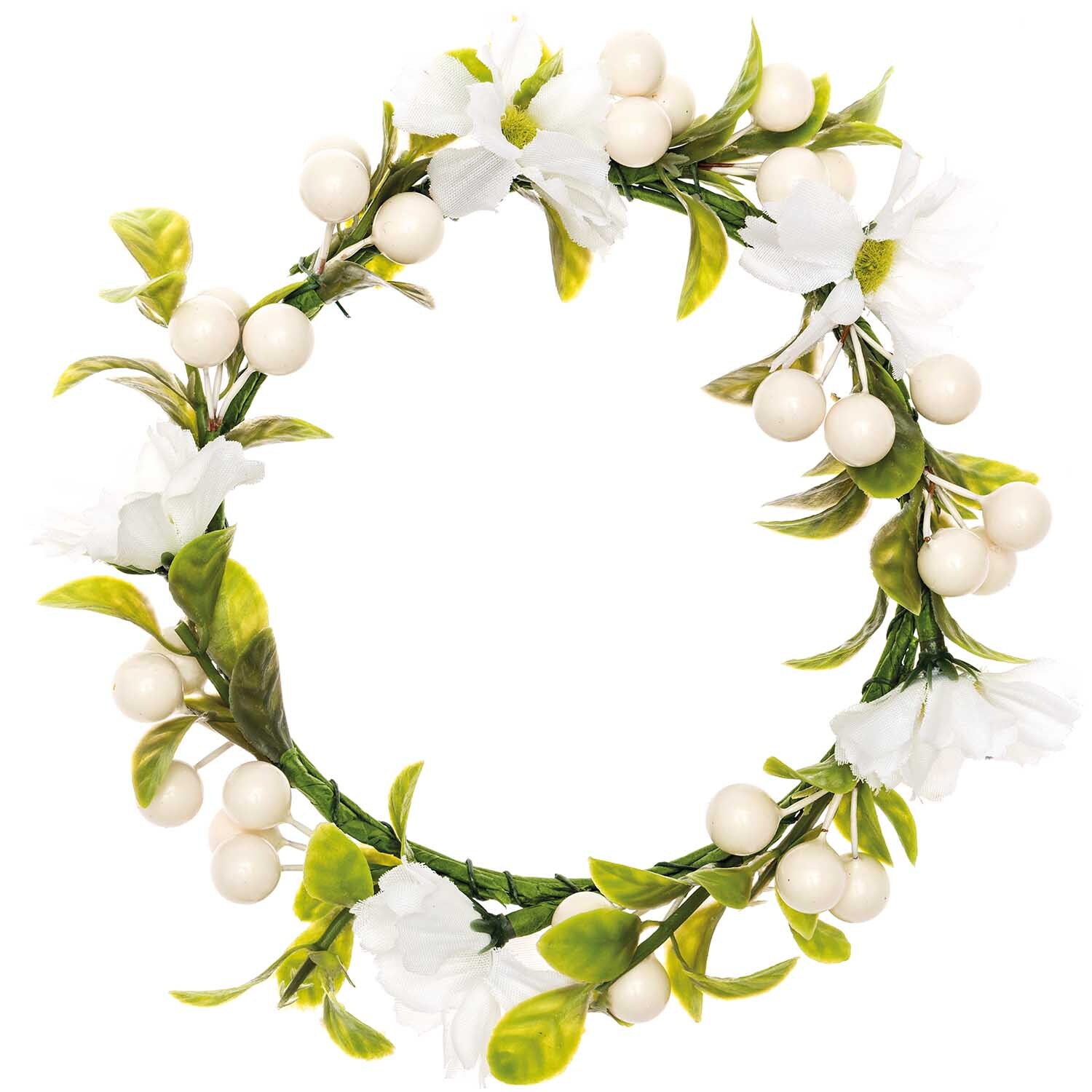 Kranz Blumen & Beeren weiß 12cm von Rico Design