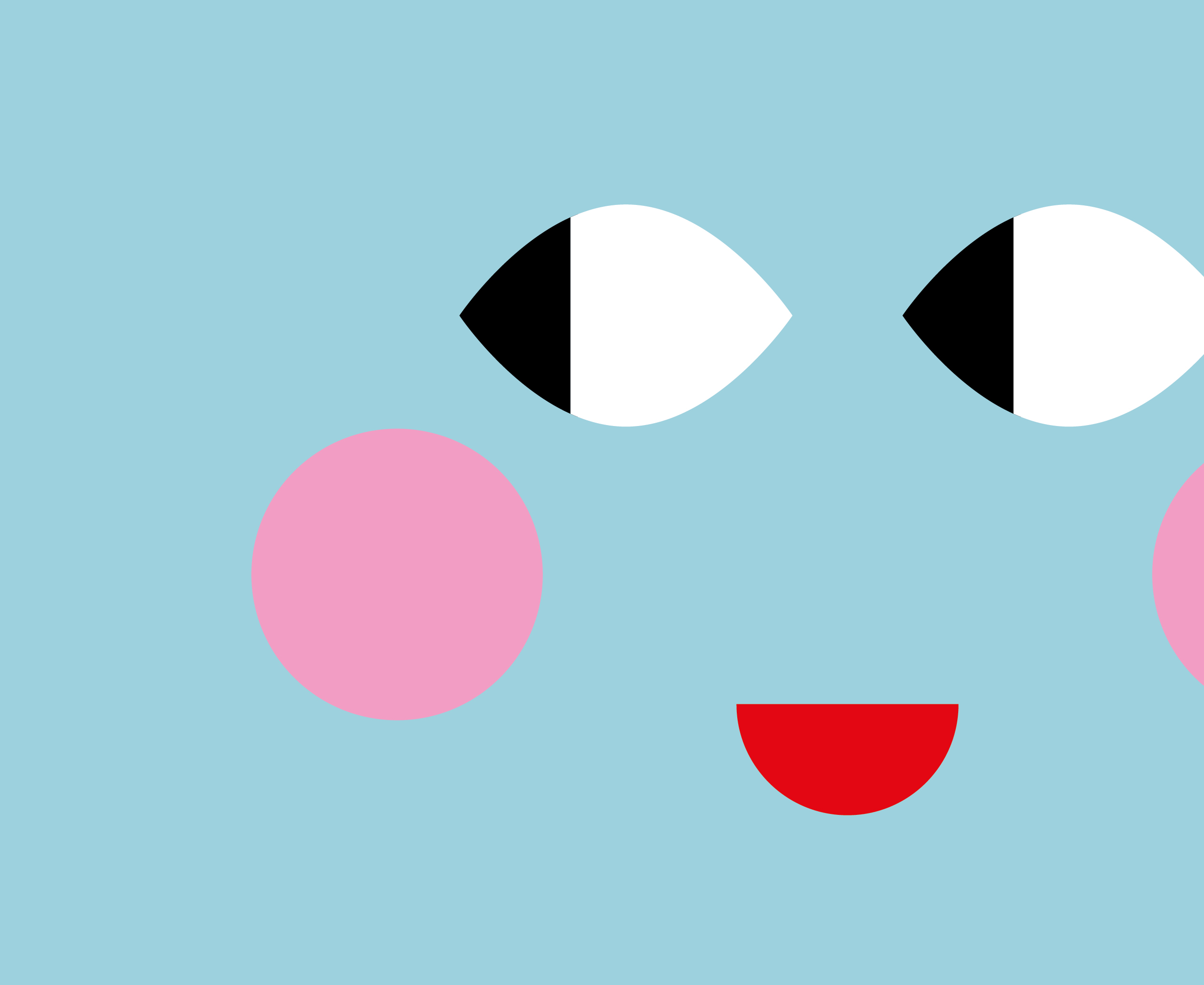 Grafisches lachendes Gesicht auf hellblauen Hintergrund