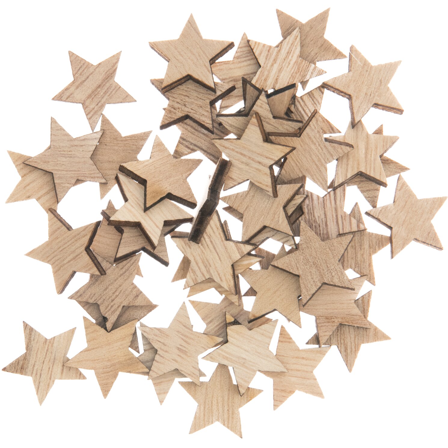 Holzstreu Stern natur 20x19mm 48 Stück von Rico Design. Natürliche Holzsterne für kreative Dekorationen.