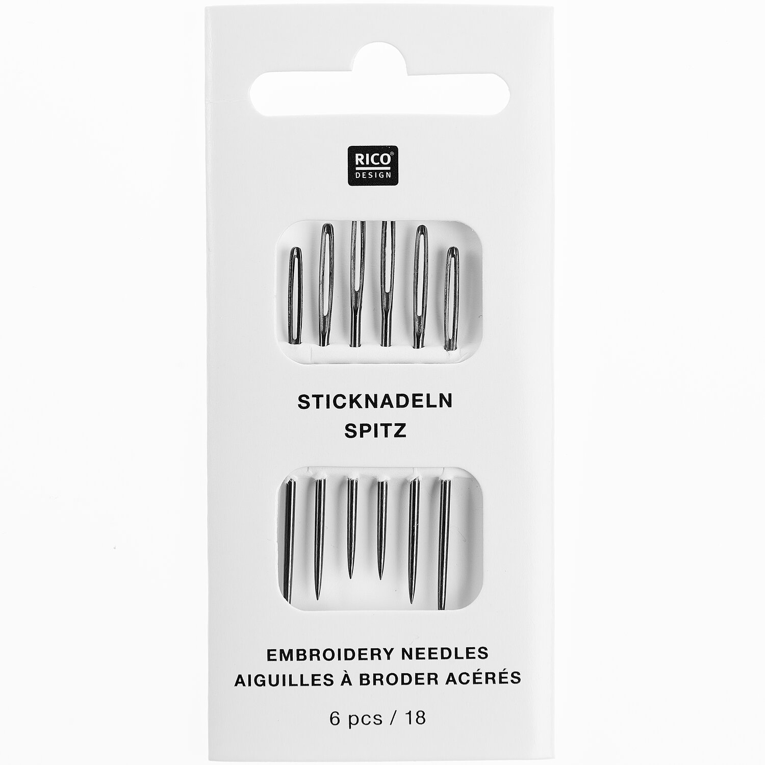 Sticknadeln spitz 6 Stück Größe 18 von Rico Design