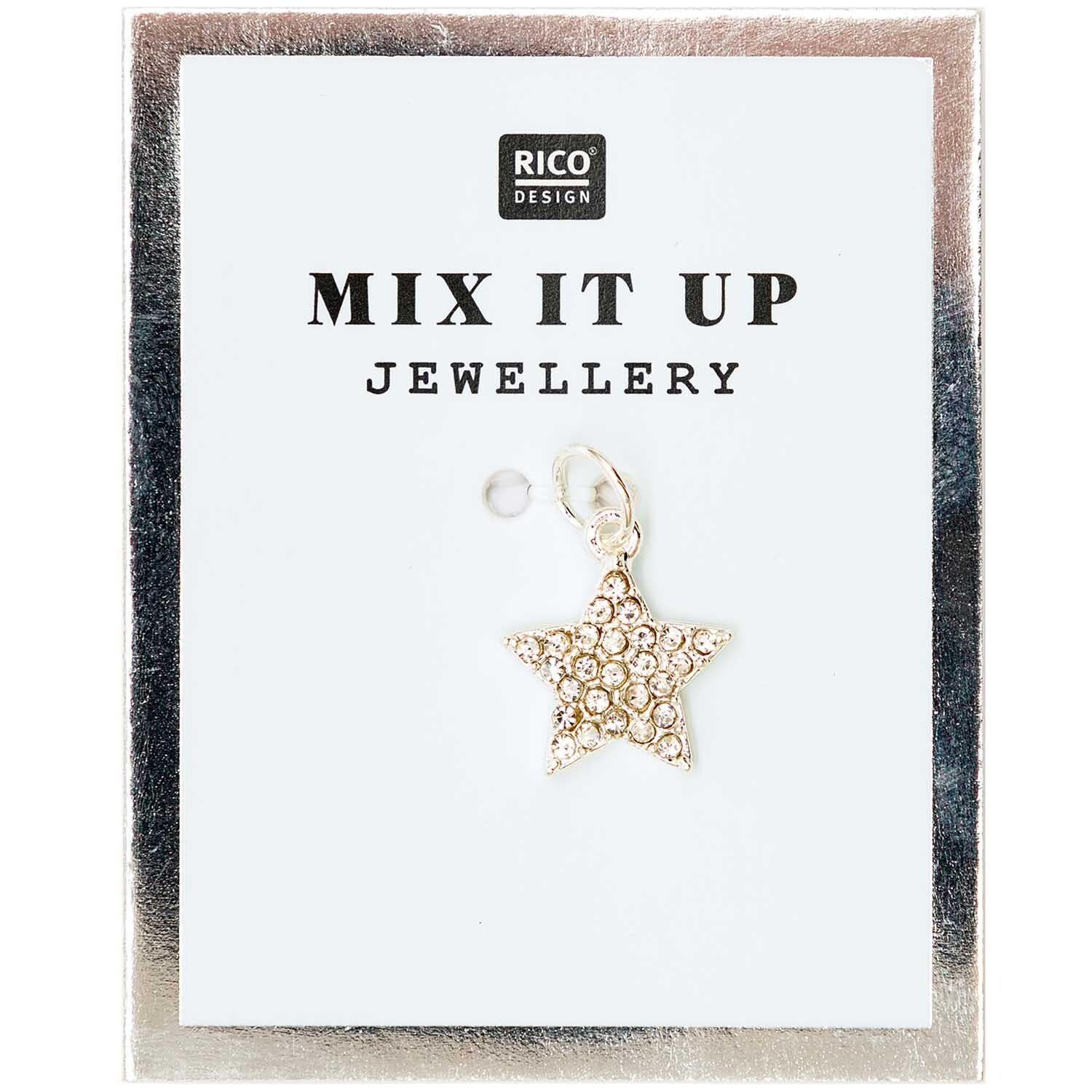 Mix it Up - Jewellery Stern Anhänger Strass silber  Ø10mm