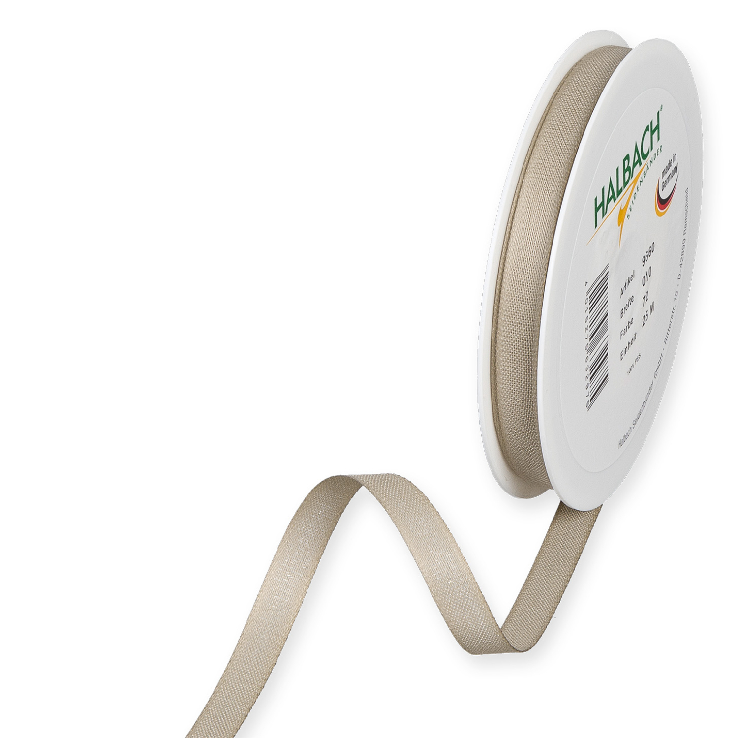 Halbach Dekoband in Baumwolloptik 10mm 7m Grau-Braun