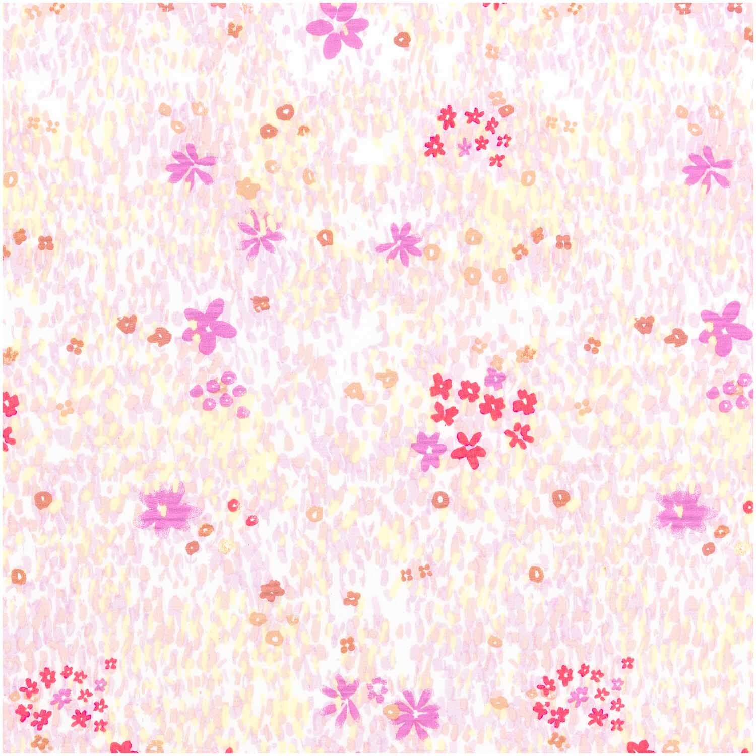 Druckstoff Crafted Nature Blumenwiese weiß-neon 140cm Druckstoff Crafted Nature Blumenwiese weiß-neon 140cm