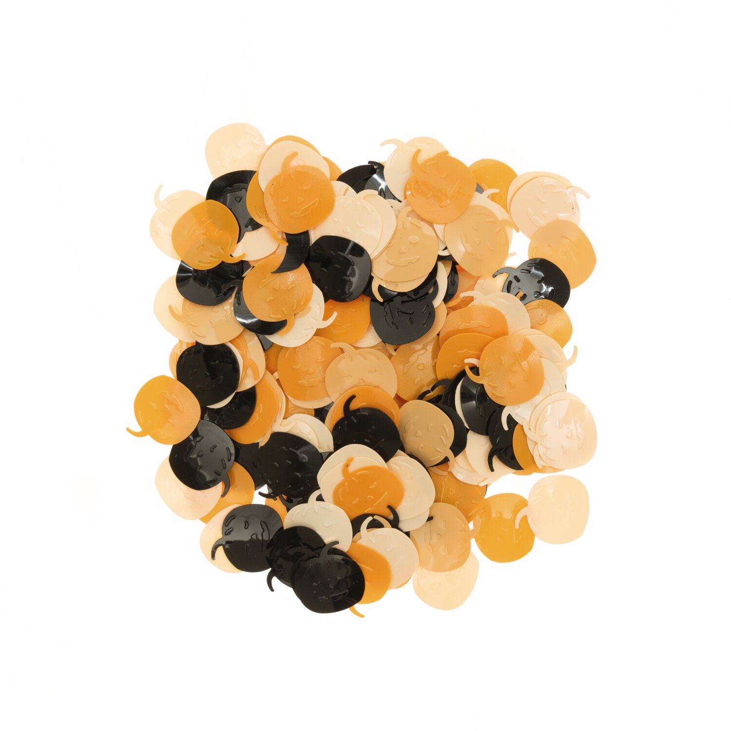 Flitterstreu Kürbis orange-schwarz 200 Stück: Mehrfarbige Kürbis-Konfetti für festliche Dekorationen, ideal für Halloween und Herbstfeiern.