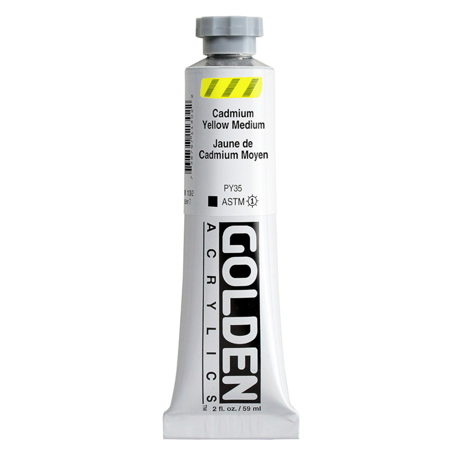 Golden Heavy Body Acrylfarbe, Kadmiumgelb Mittel, 59ml Tube. Ideal für Künstler, leuchtend und deckend.