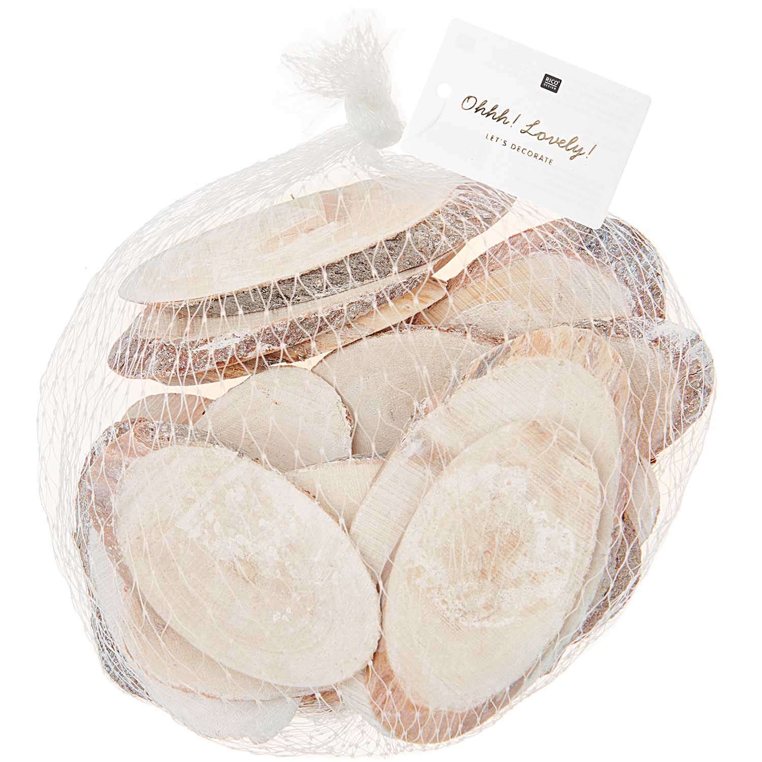 Holzscheiben oval beschneit 200g