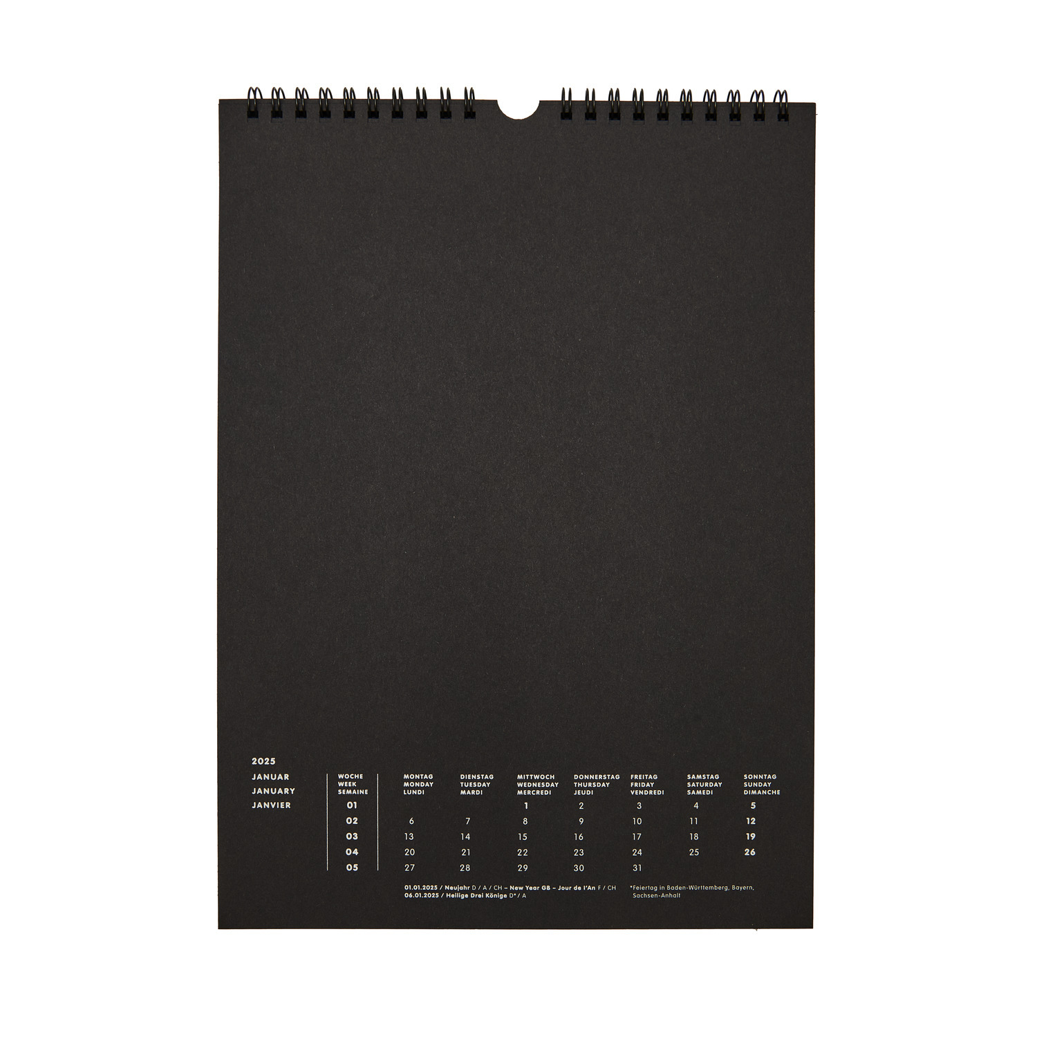 Paper Poetry Kalender 2025 DIN A4 schwarz von Rico Design