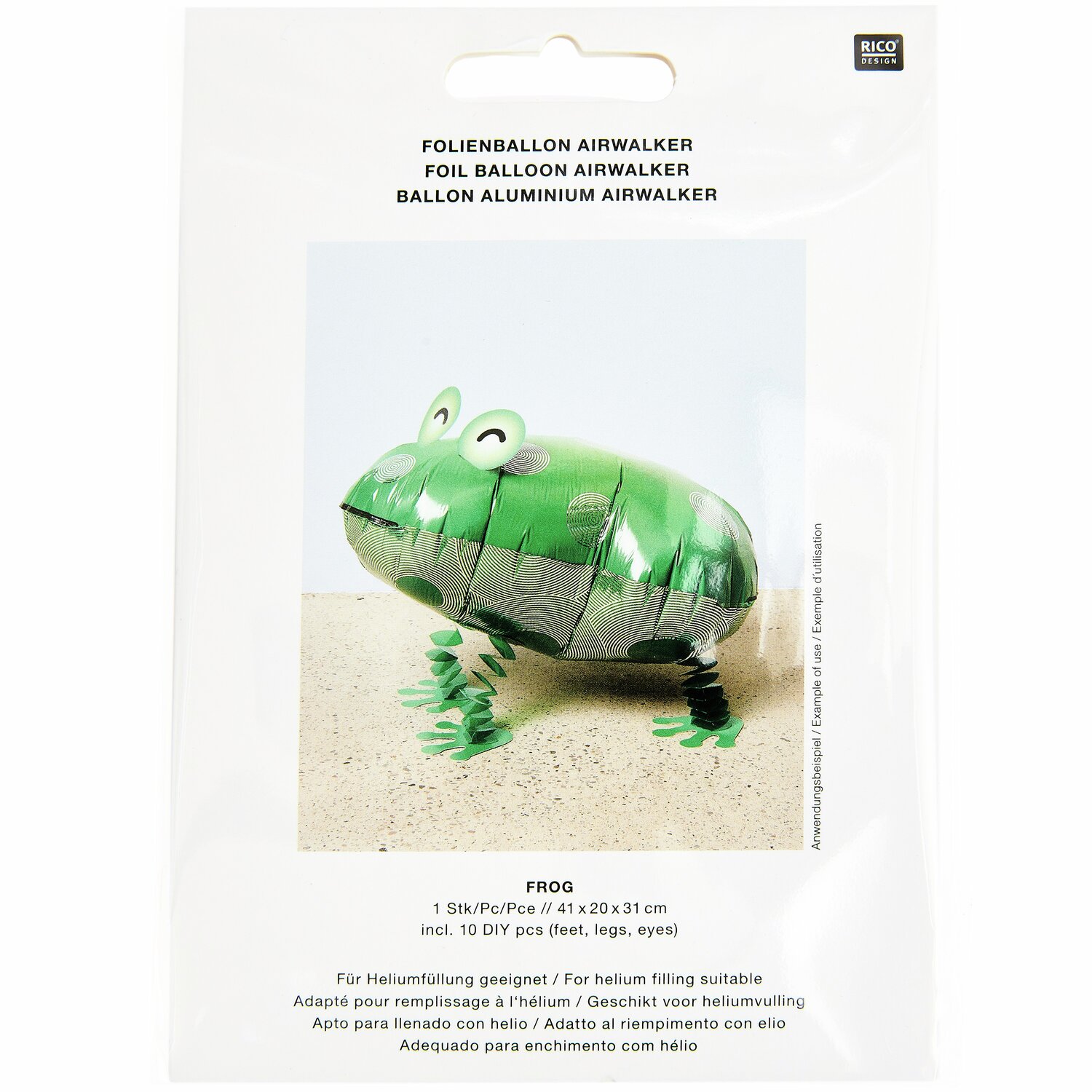 Folienballon Airwalker Frosch 41x20x31cm von Rico Design