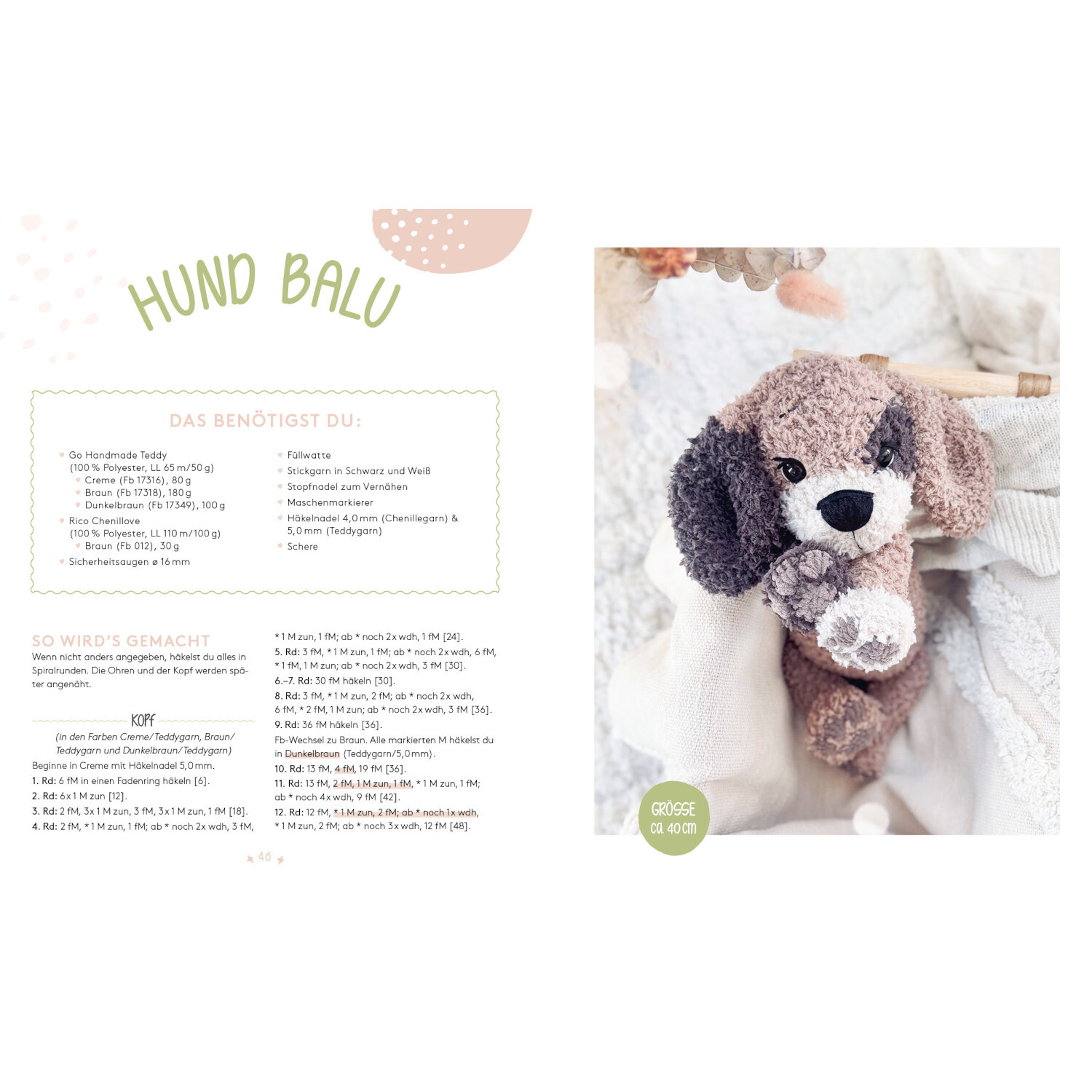 Meine liebsten Kuschelfreunde: Hund Balu aus weichem Stoff in Braun und Weiß, ideal zum Kuscheln.