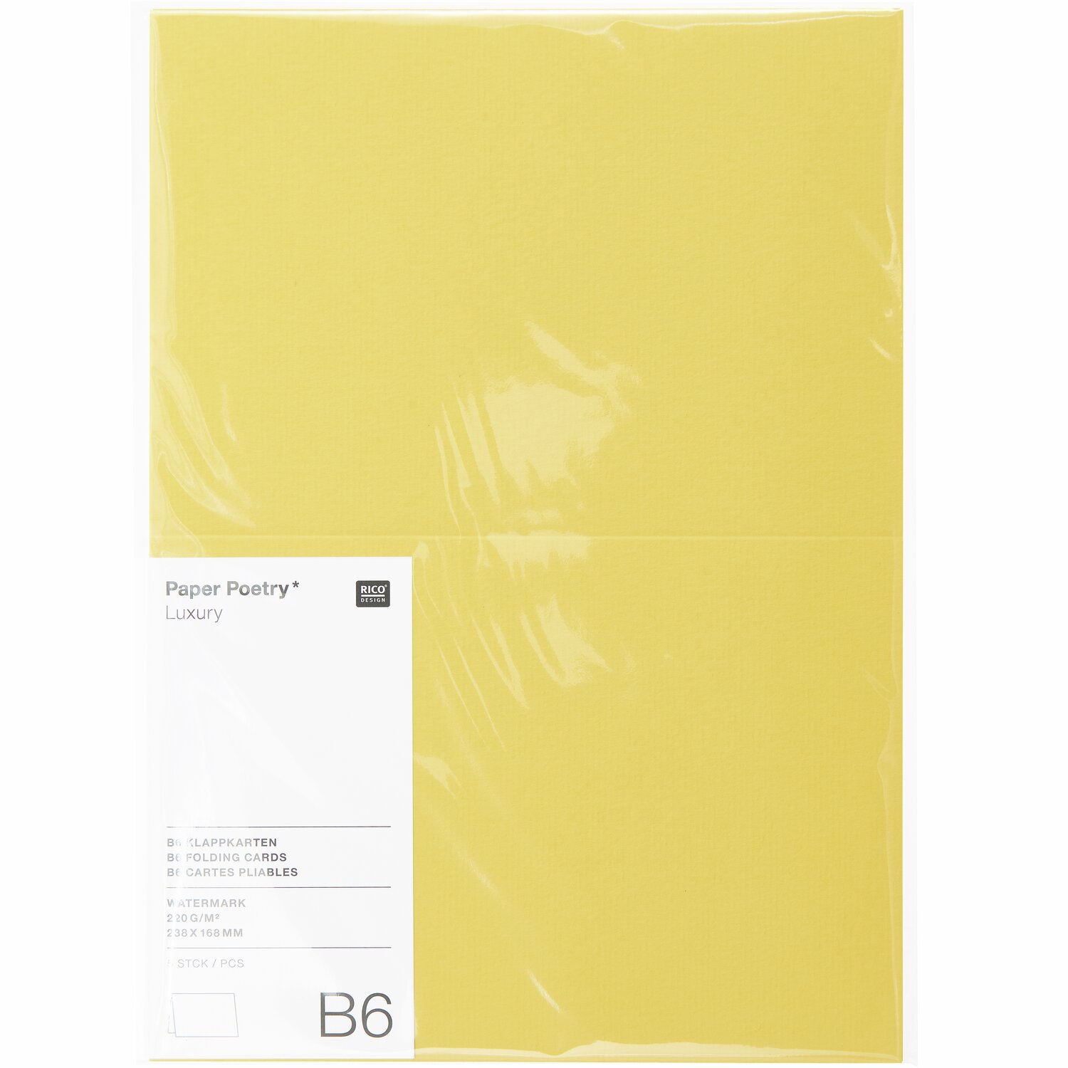 Paper Poetry Luxury Karten B6 5 Stück Farbe Gelb von Rico Design Paper Poetry Luxury Karten B6 5 Stück Farbe Gelb von Rico Design