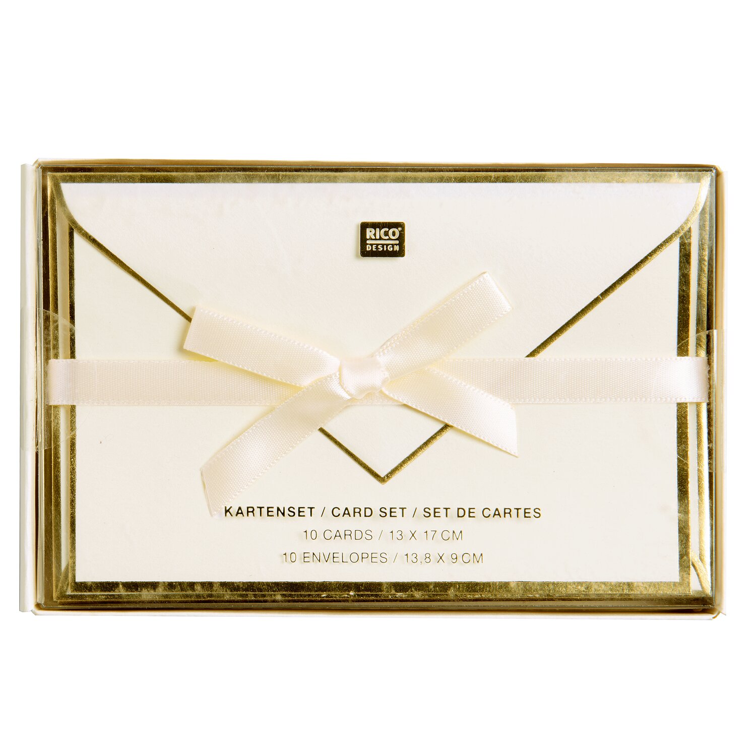 Premium Kartenset Creme 13,8x9cm Farbe Gold von Rico Design