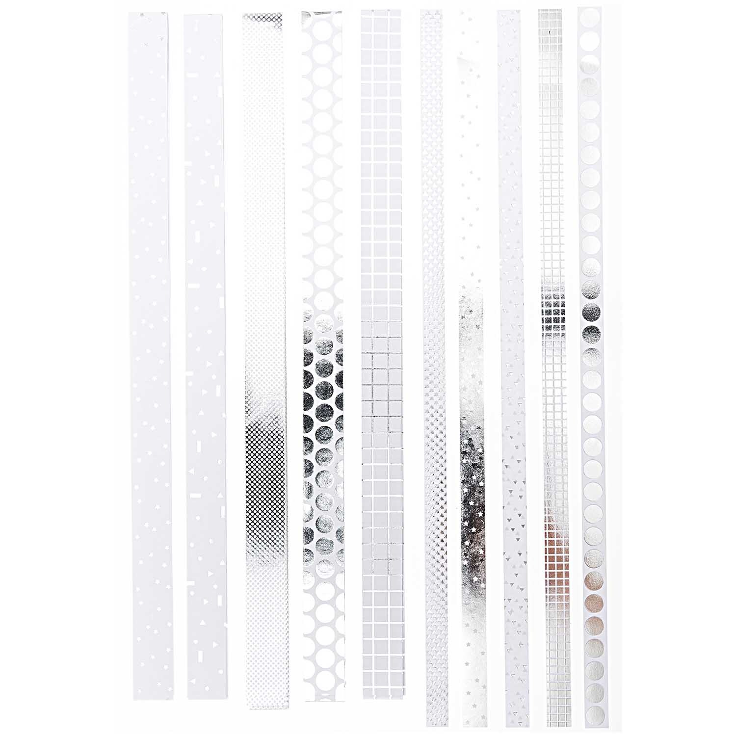 Paper Poetry Fröbelstreifen Graphic weiß-silber 40 Stück Paper Poetry Fröbelstreifen Graphic weiß-silber 40 Stück