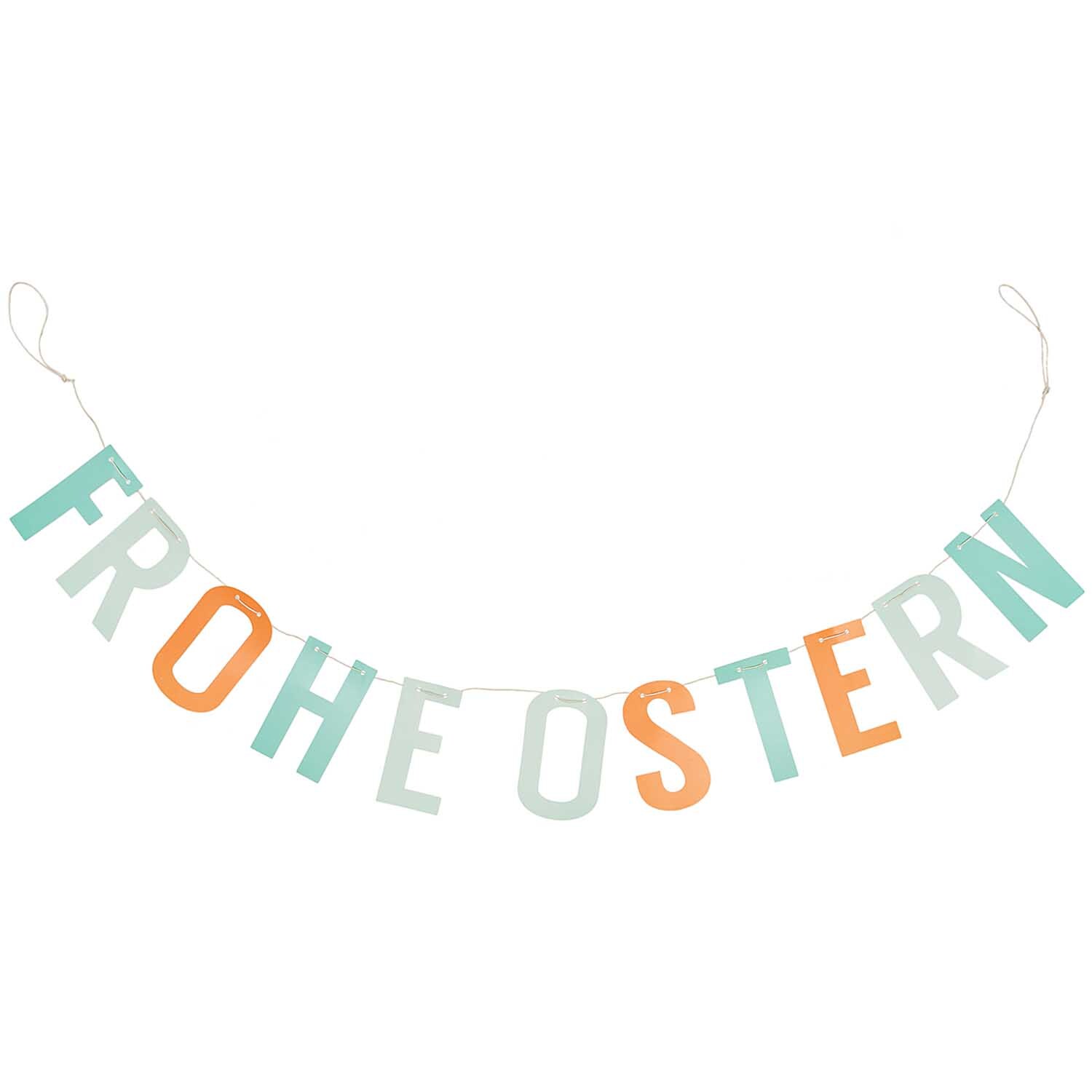 Girlande Frohe Ostern aqua-orange 117x10cm von idee. Creativmarkt 
