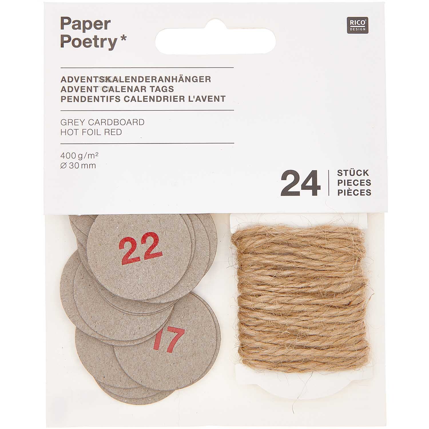 Paper Poetry Adventskalenderanhänger 24 Stück Paper Poetry Adventskalenderanhänger 24 Stück