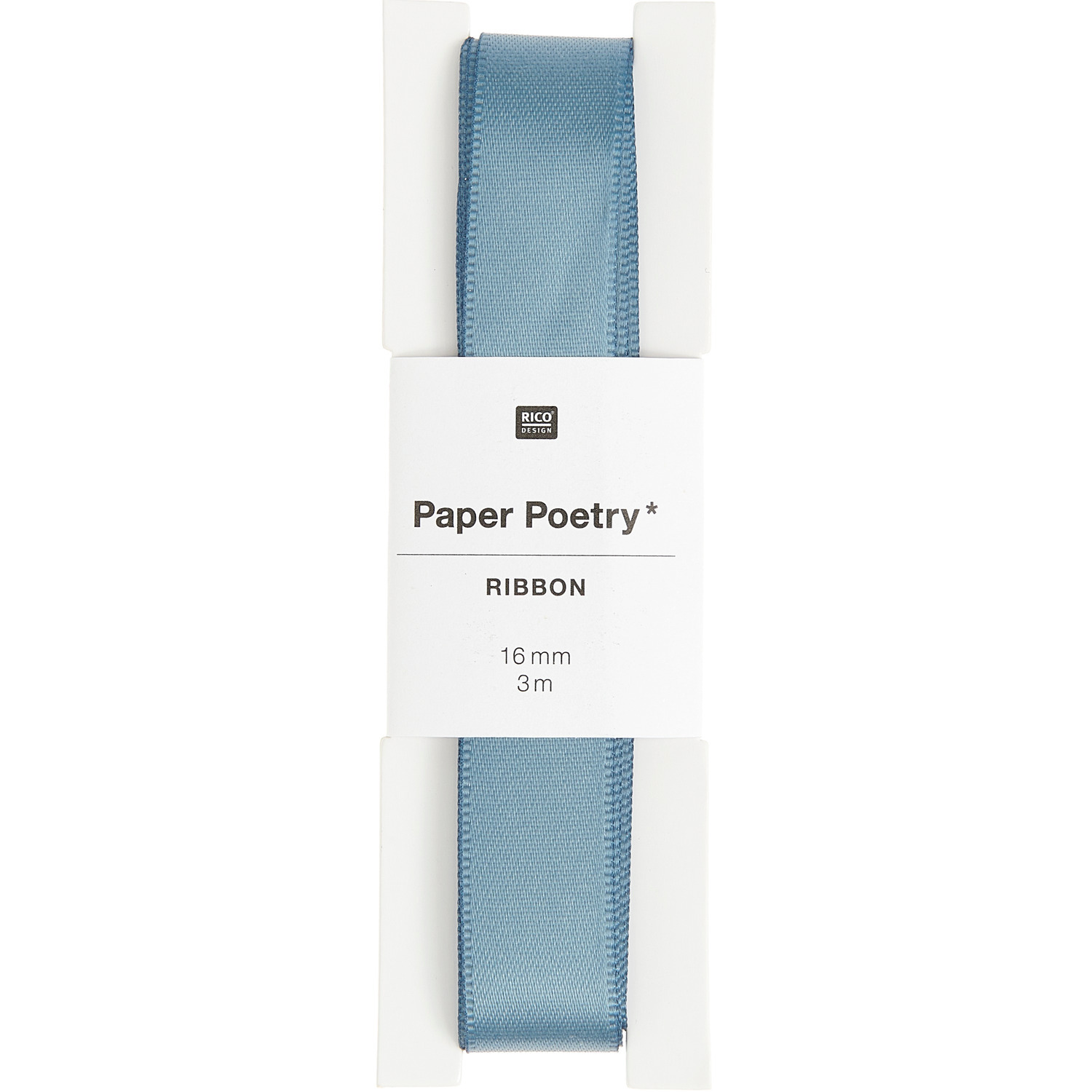 Paper Poetry Satinband 16mm 3m Farbe Antikblau von Rico Design
