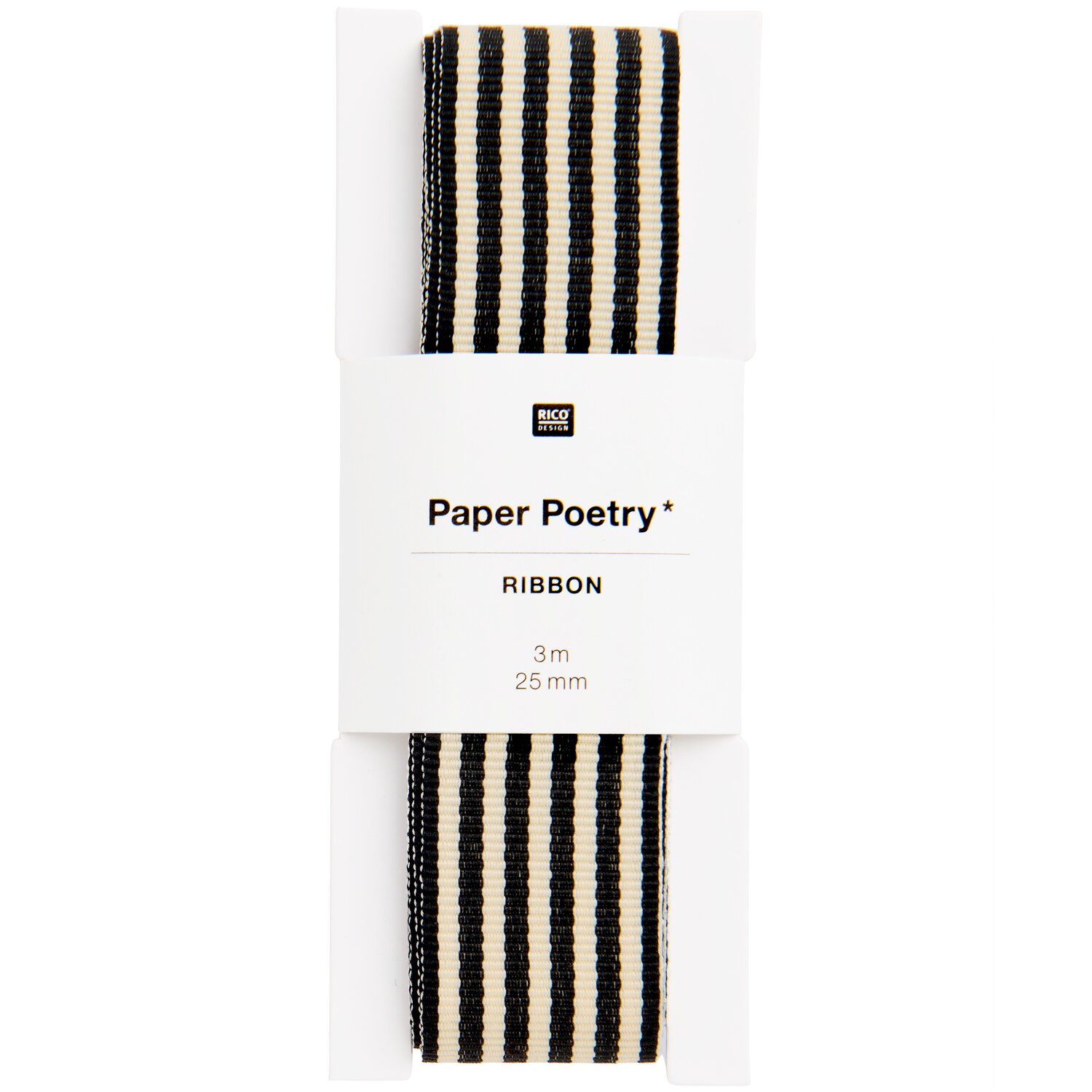 Paper Poetry Webband Duo Streifen Schwarz/Creme 25mmx3m von Rico Design