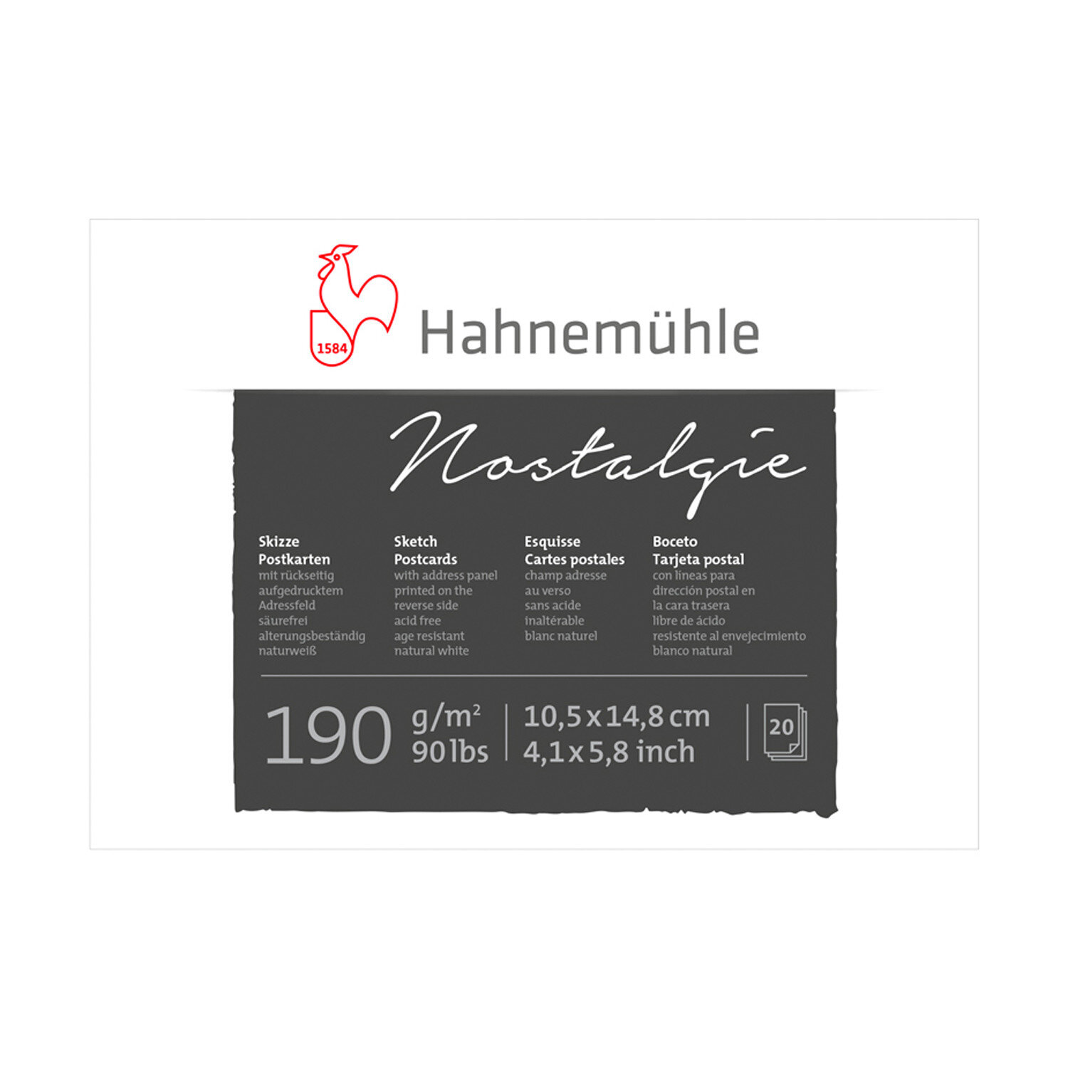 Skizzen-Postkartenblock A6 190g/m² 20 Blatt von Hahnemühle FineArt 