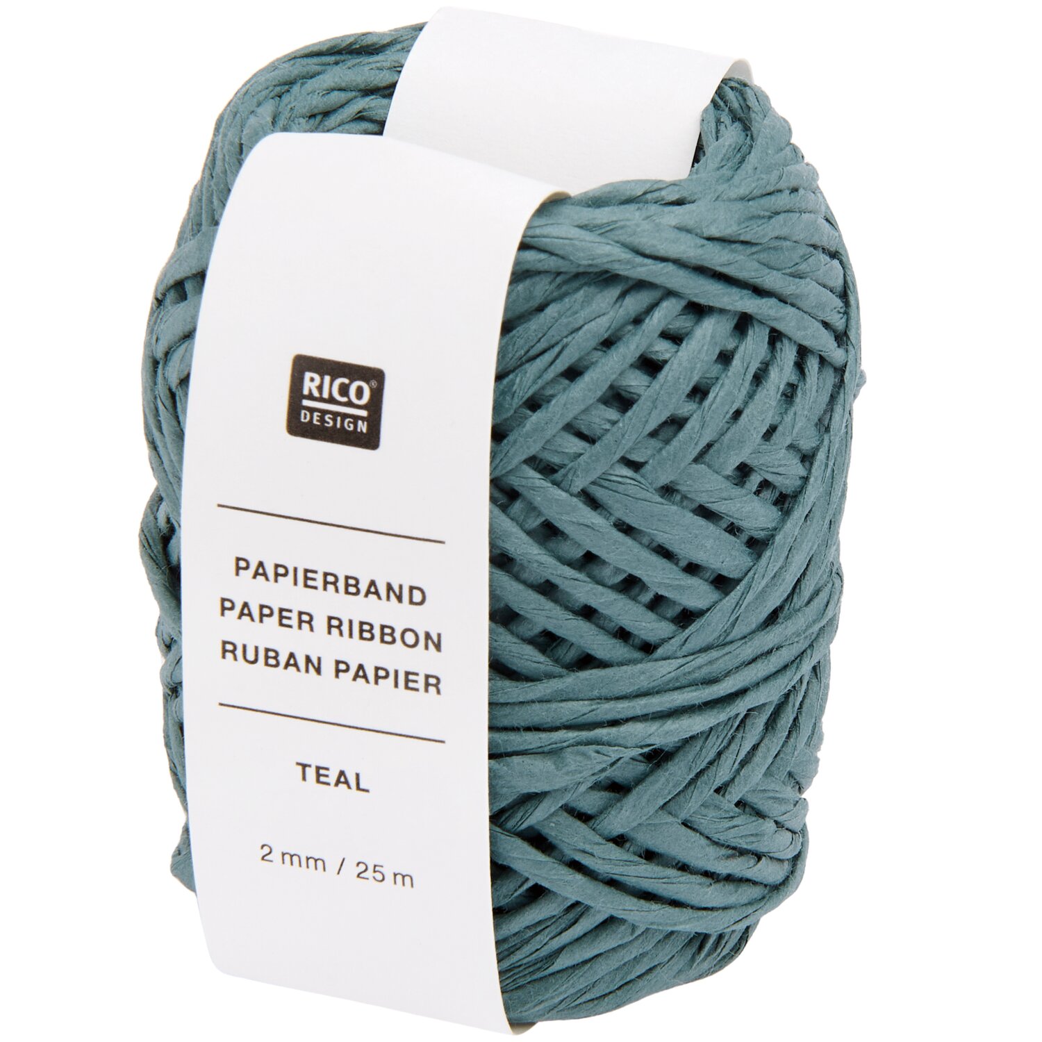 Papierband, 2mmx25m, aus stabilem Papier von Rico Design, auf kompakter Rolle in kräftigem Petrolton, ideal zum Basteln, Verpacken und Dekorieren