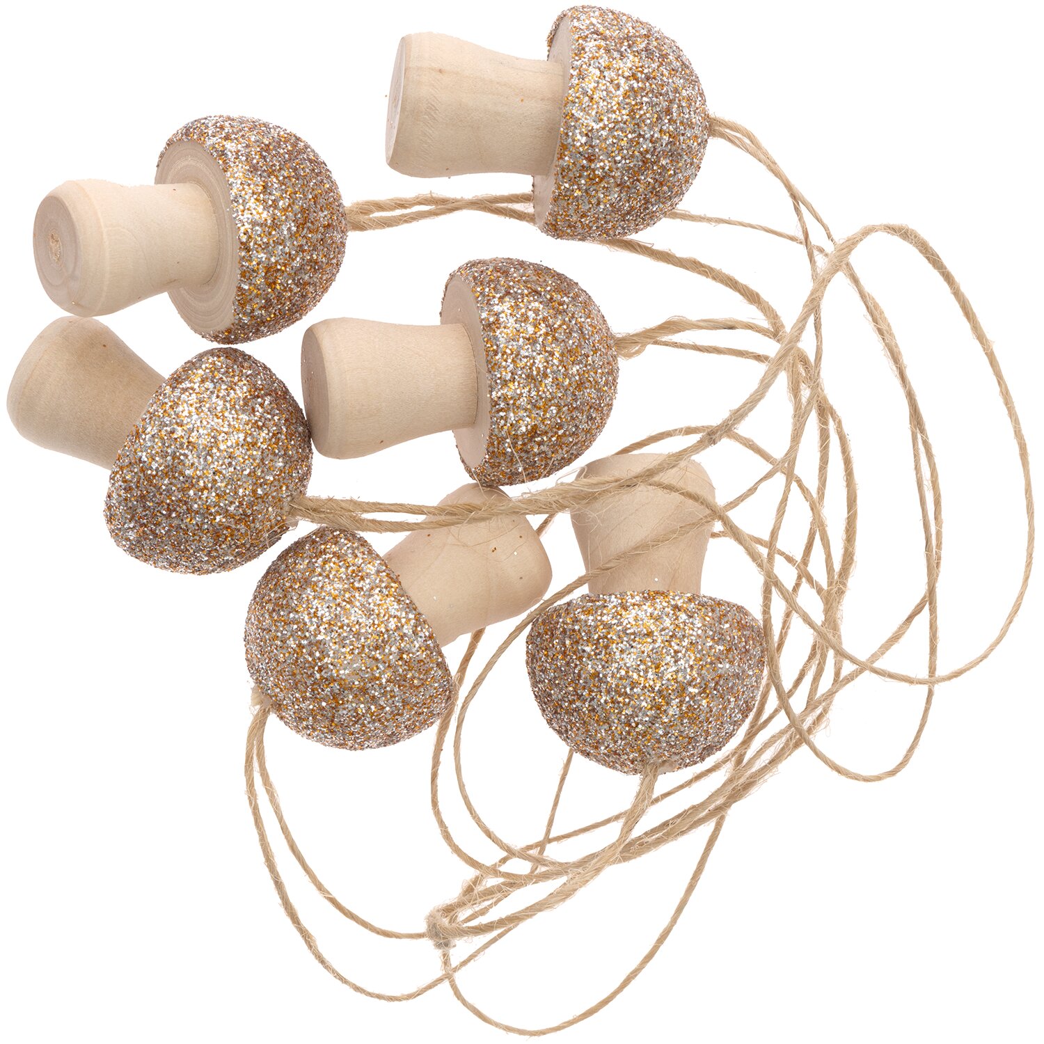 Holzhänger Pilz mit Glitter gold, 23x30mm, 6 Stück. Dekorative Anhänger von Rico Design.