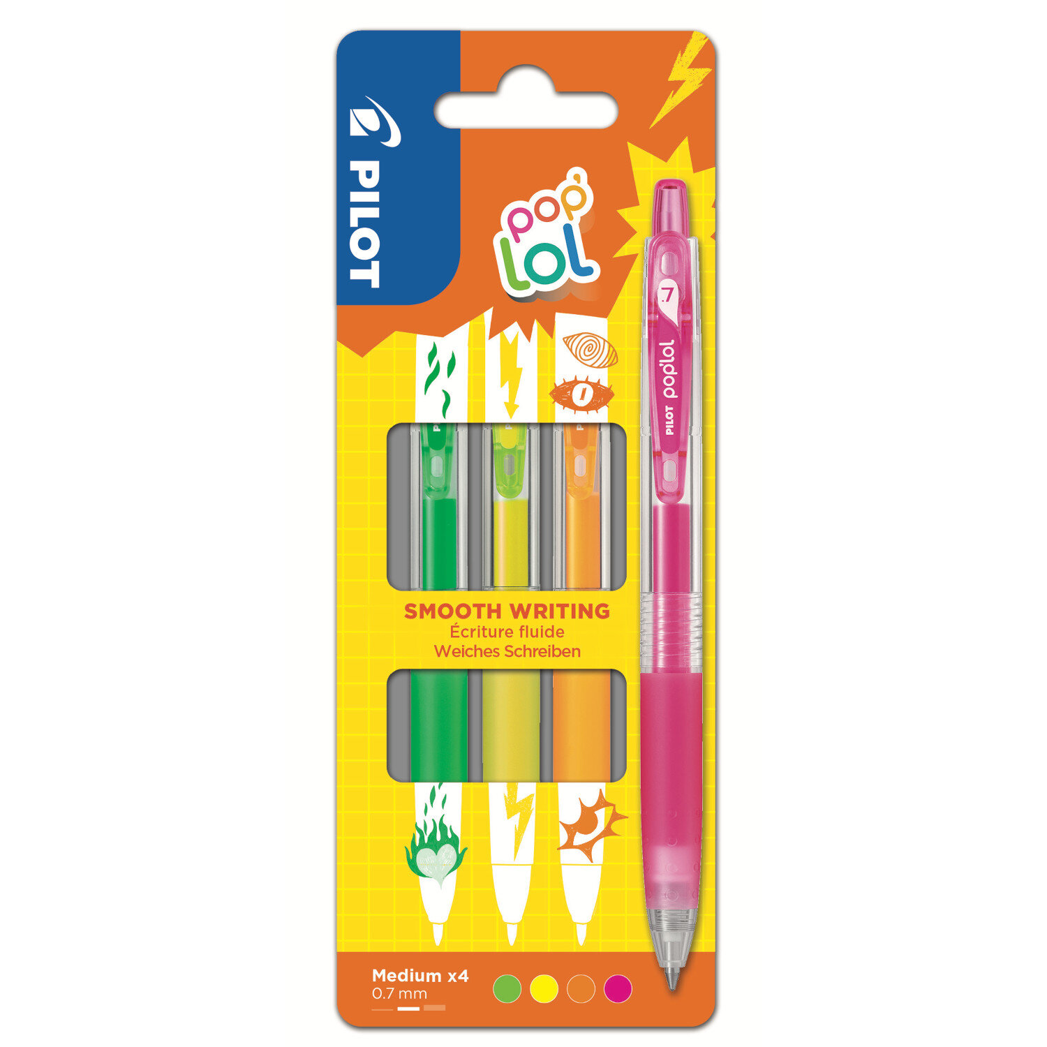 Pop lol Gelschreiber Set Neon 4 Stück  von Pilot 