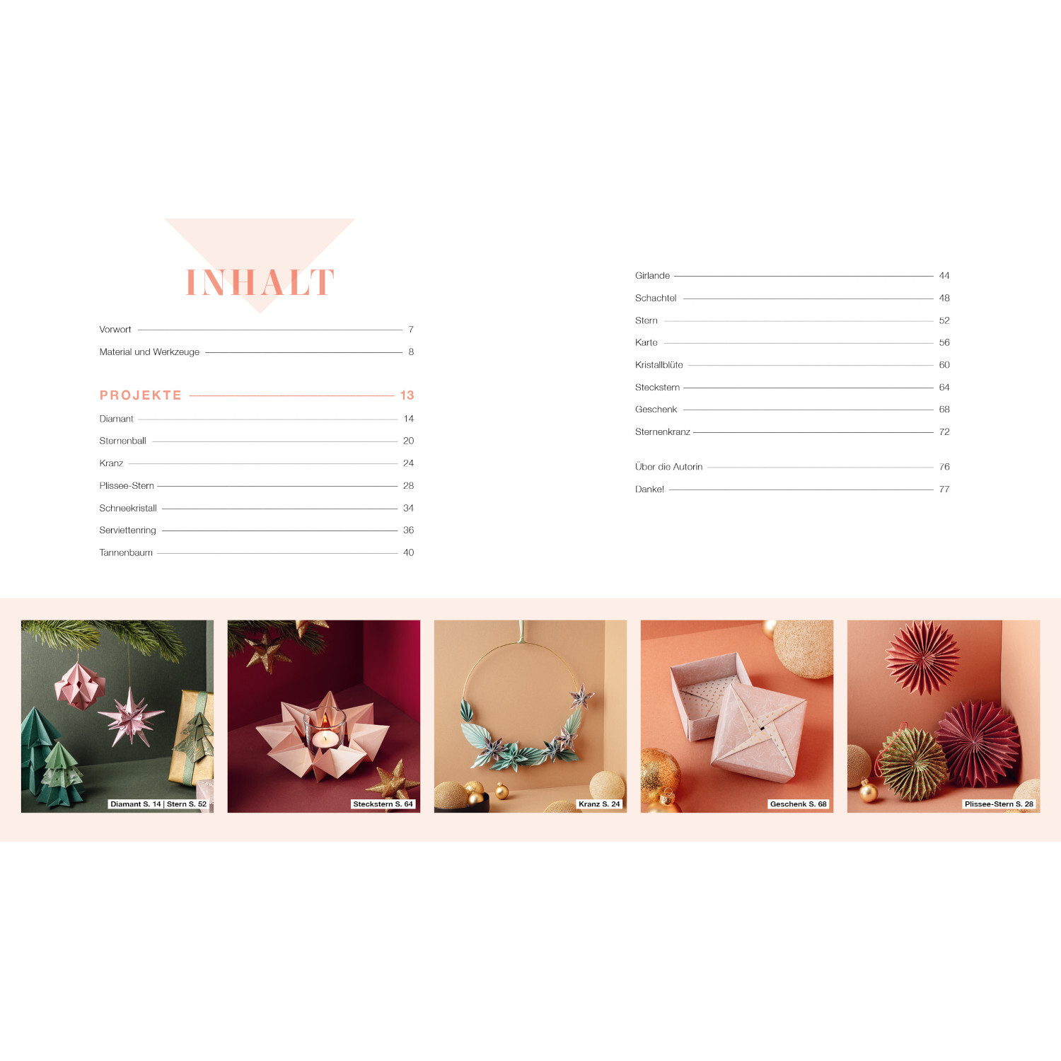 Modulare Origami: Weihnachtszauber. Verschiedene Origami-Projekte in festlichen Farben.