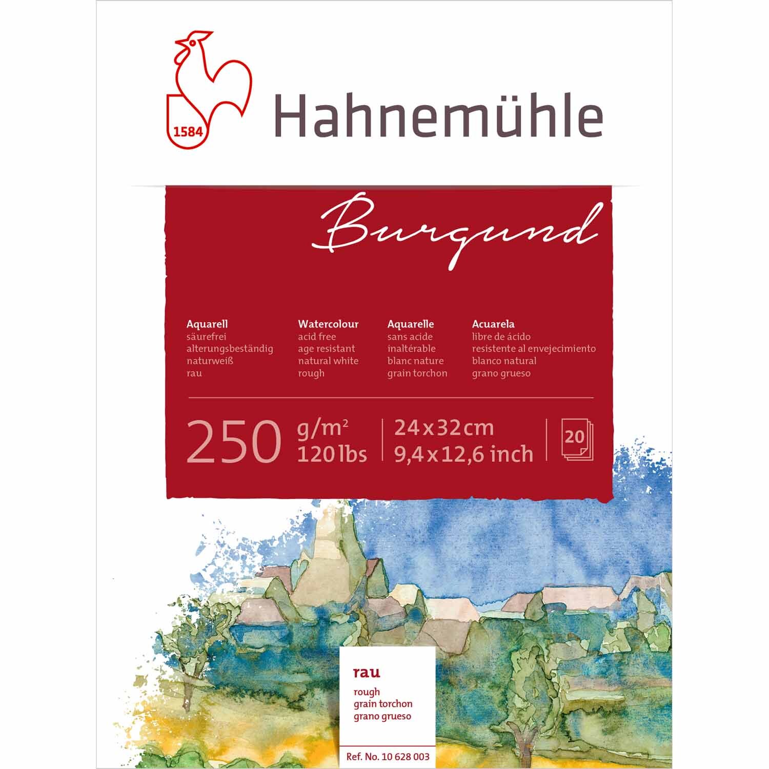 Aquarellblock Burgund rau 20 Blatt