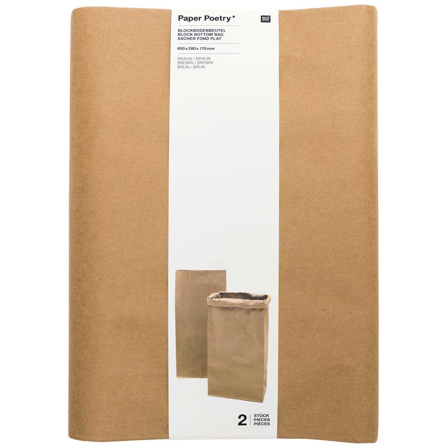 Paper Poetry Maxi-Blockbodenbeutel L 60x28x17cm 2 Stück Paper Poetry Maxi-Blockbodenbeutel L 60x28x17cm 2 Stück