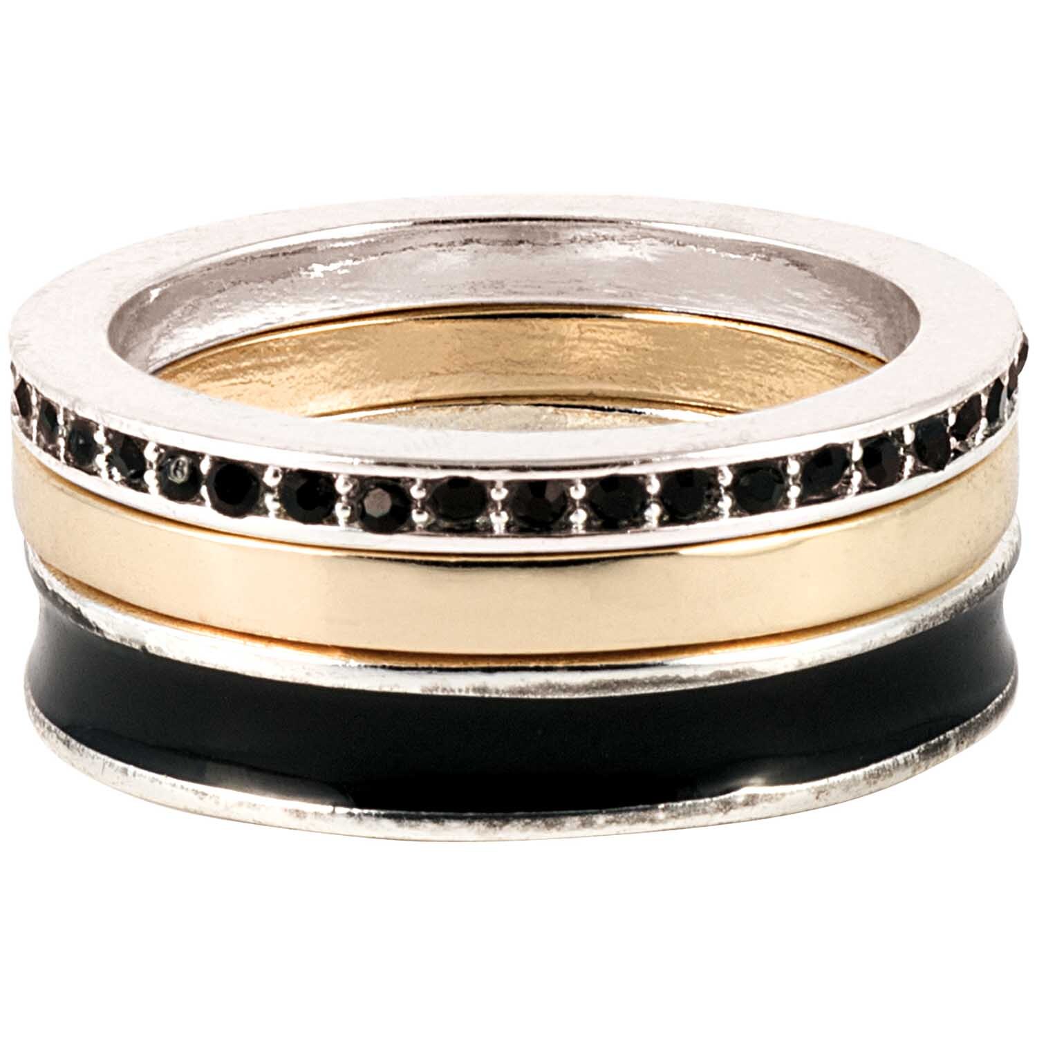 Ring Strass schwarz 16mm von Rico Design: Eleganter Ring mit schwarzen Strasssteinen und goldenen Akzenten. Ideal für stilvolle Anlässe.