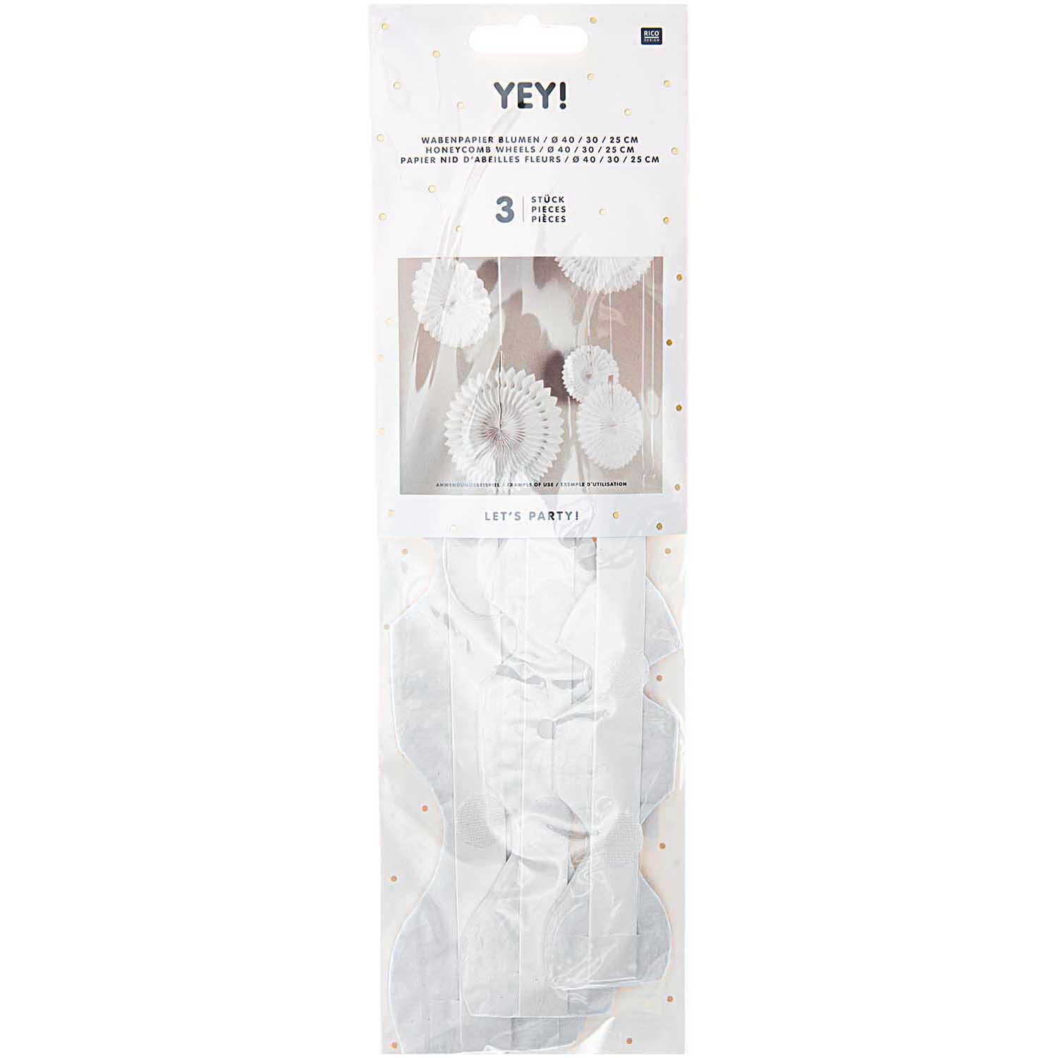 Wabenpapier Blumen weiß 3 Stück Wabenpapier Blumen weiß 3 Stück