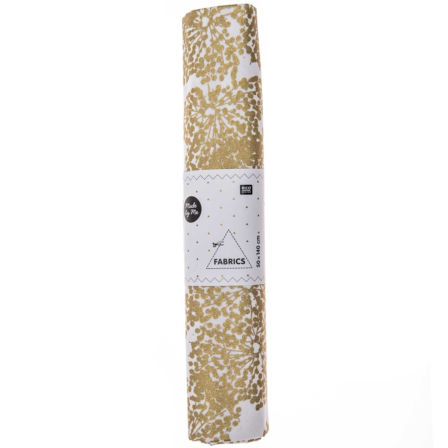 Stoff Allium weiß-gold 50x140cm Stoff Allium weiß-gold 50x140cm