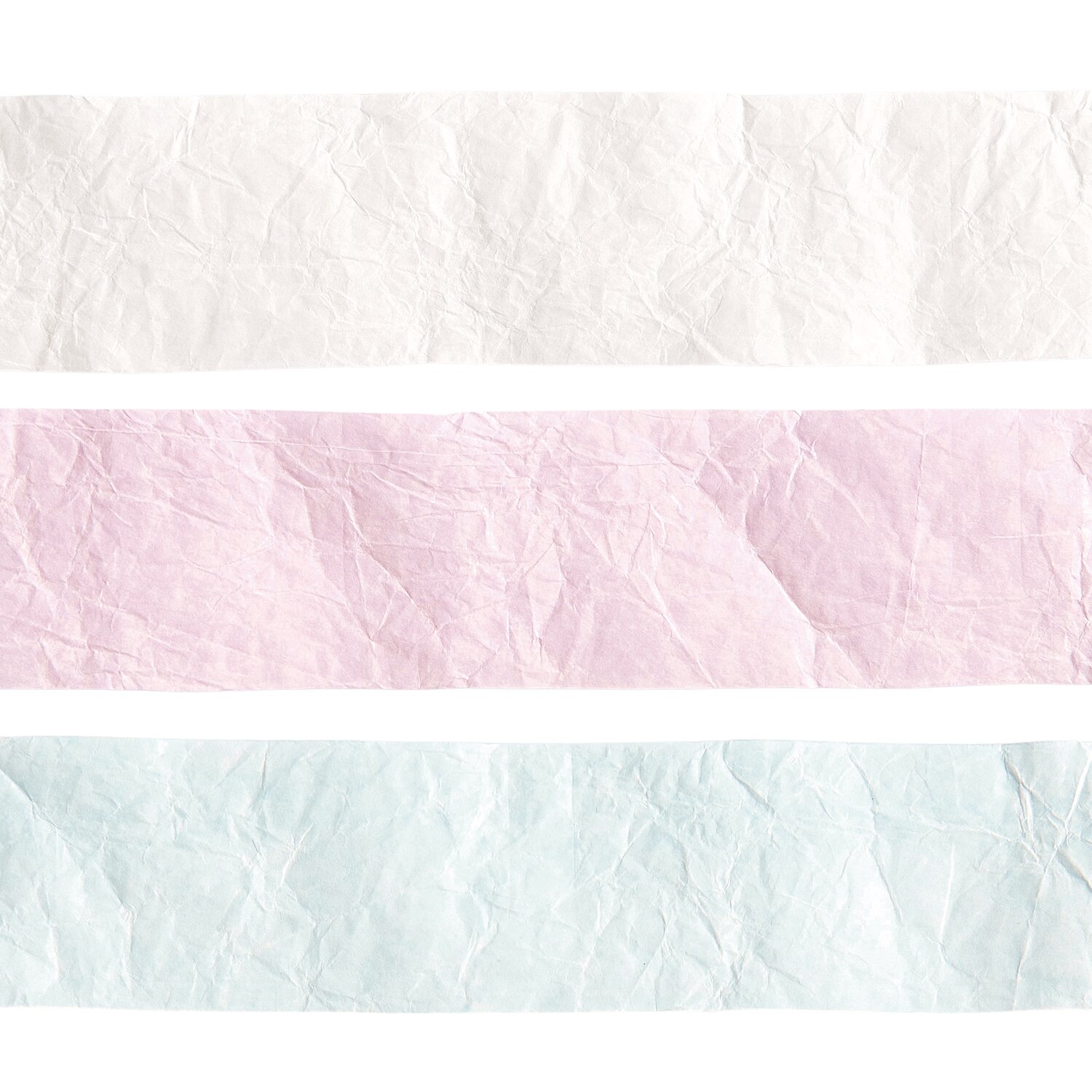 Knitter Papierbänder 3 Stück in Weiß, Rosa und Hellblau von Rico Design, ideal für kreative Bastelprojekte.