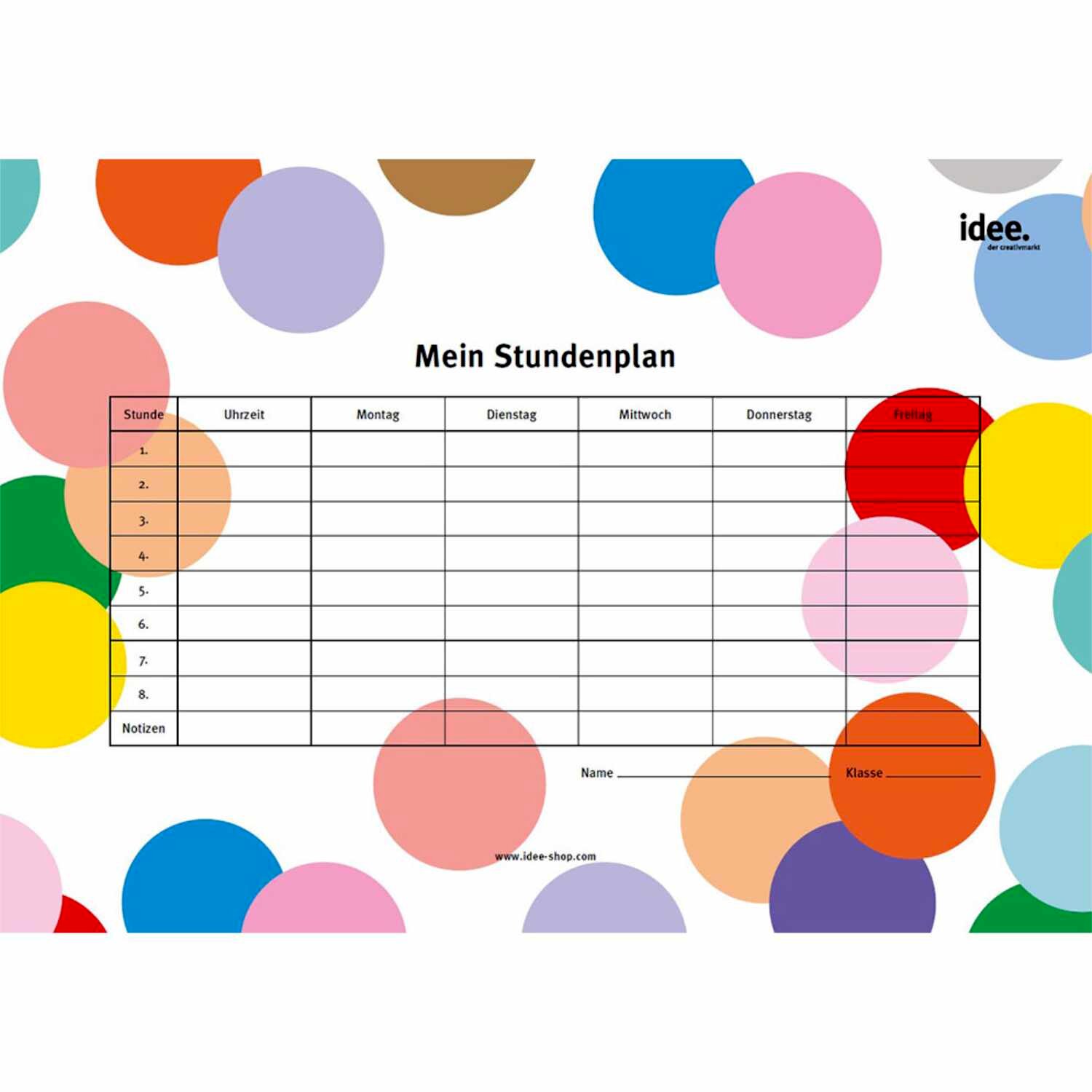 Idee. Stundenplan zum Downloaden von idee. Creativmarkt 