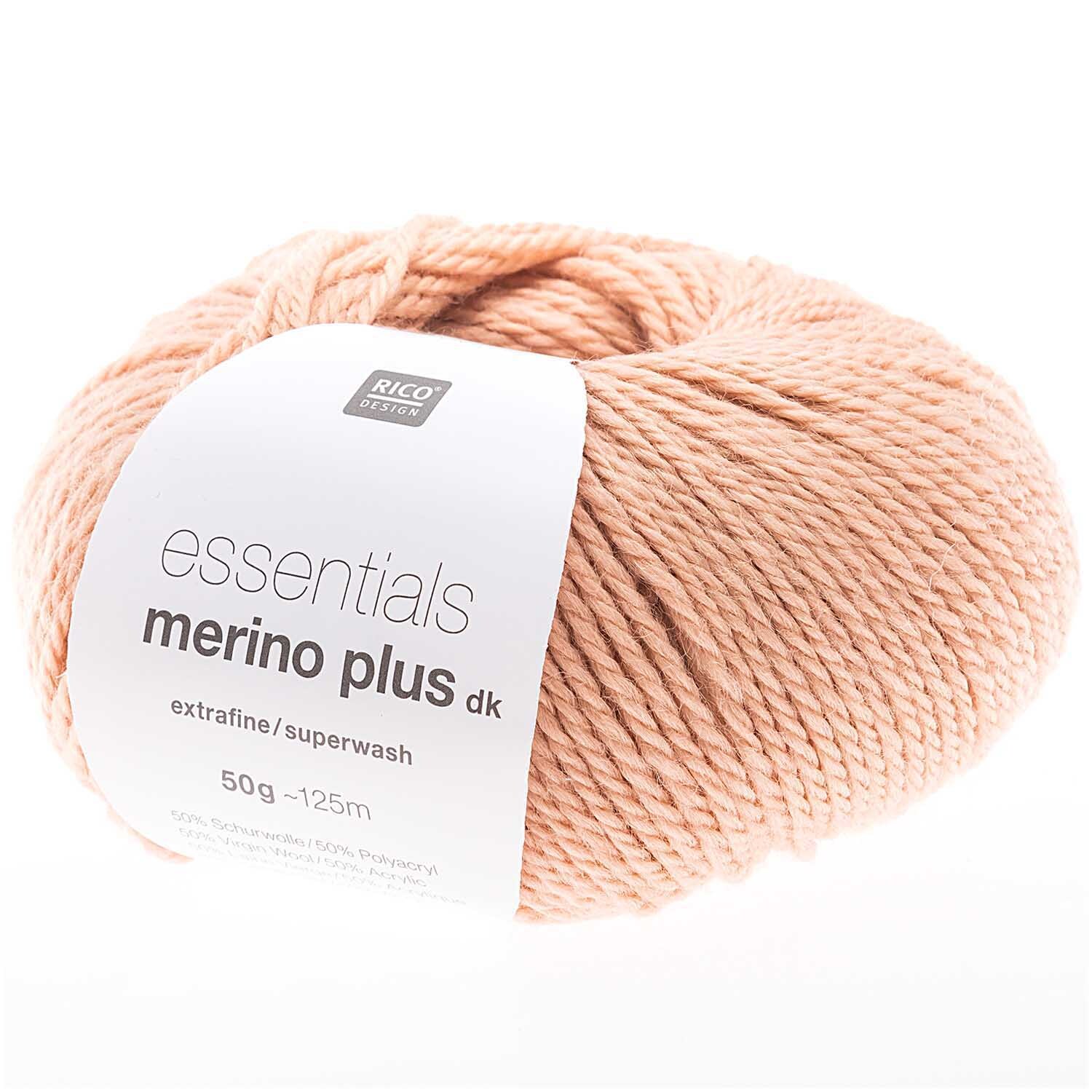 Essentials Merino Plus dk 50g 125m Farbe Puder von Rico Design Essentials Merino Plus dk Wolle in Puder von Rico Design, 50g Knäuel, 125m Lauflänge. Ideal für Strickprojekte.