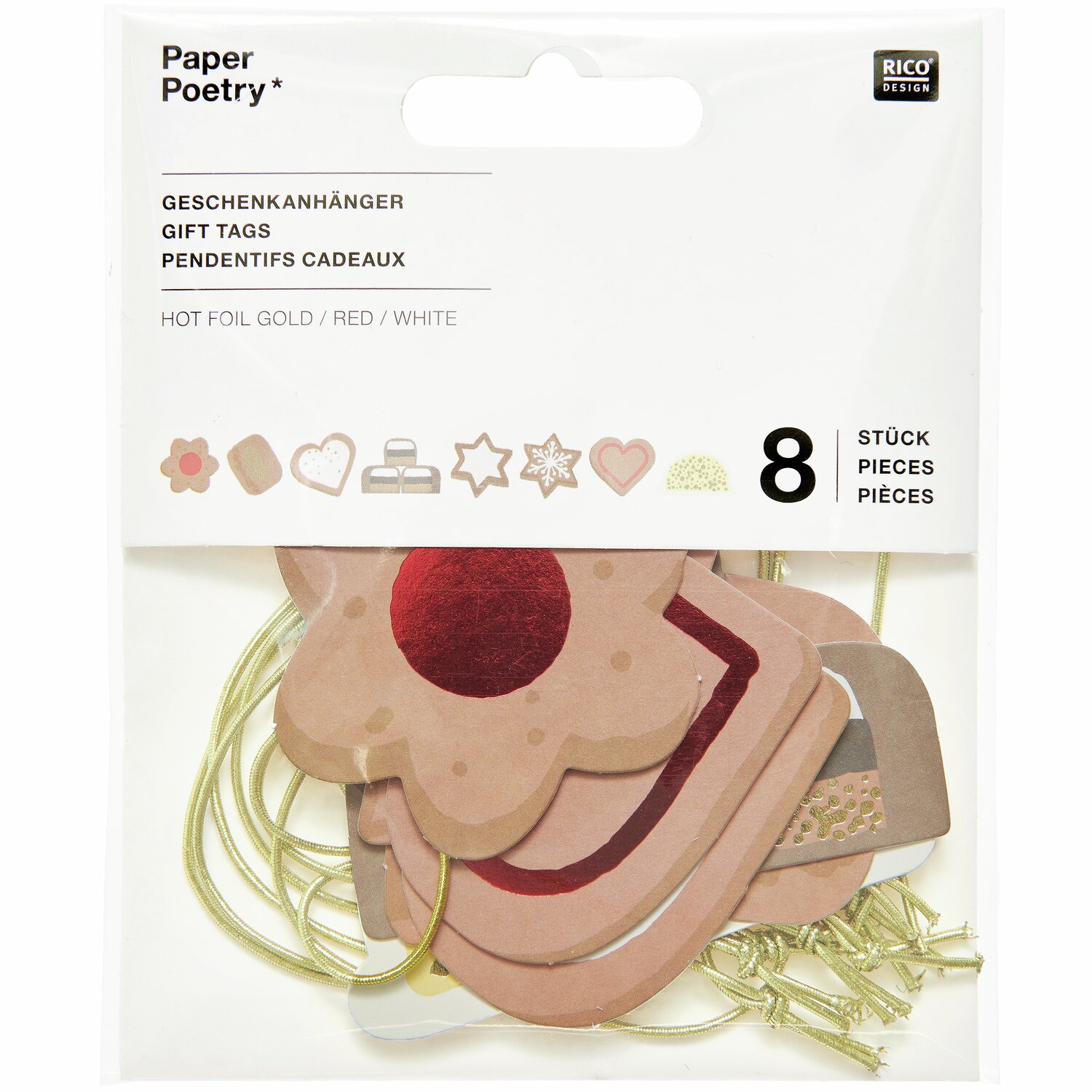 Paper Poetry Geschenkanhänger Cookies 8-teilig von Rico Design