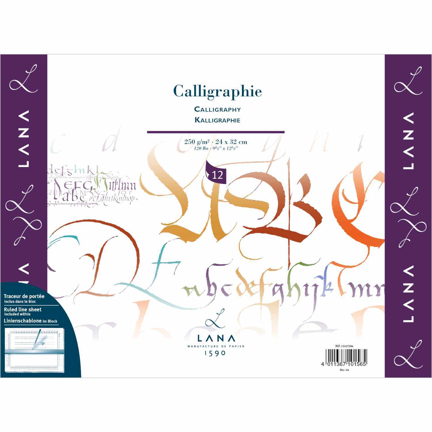 Calligraphieblock 250g/m² 24x32cm 12 Blatt