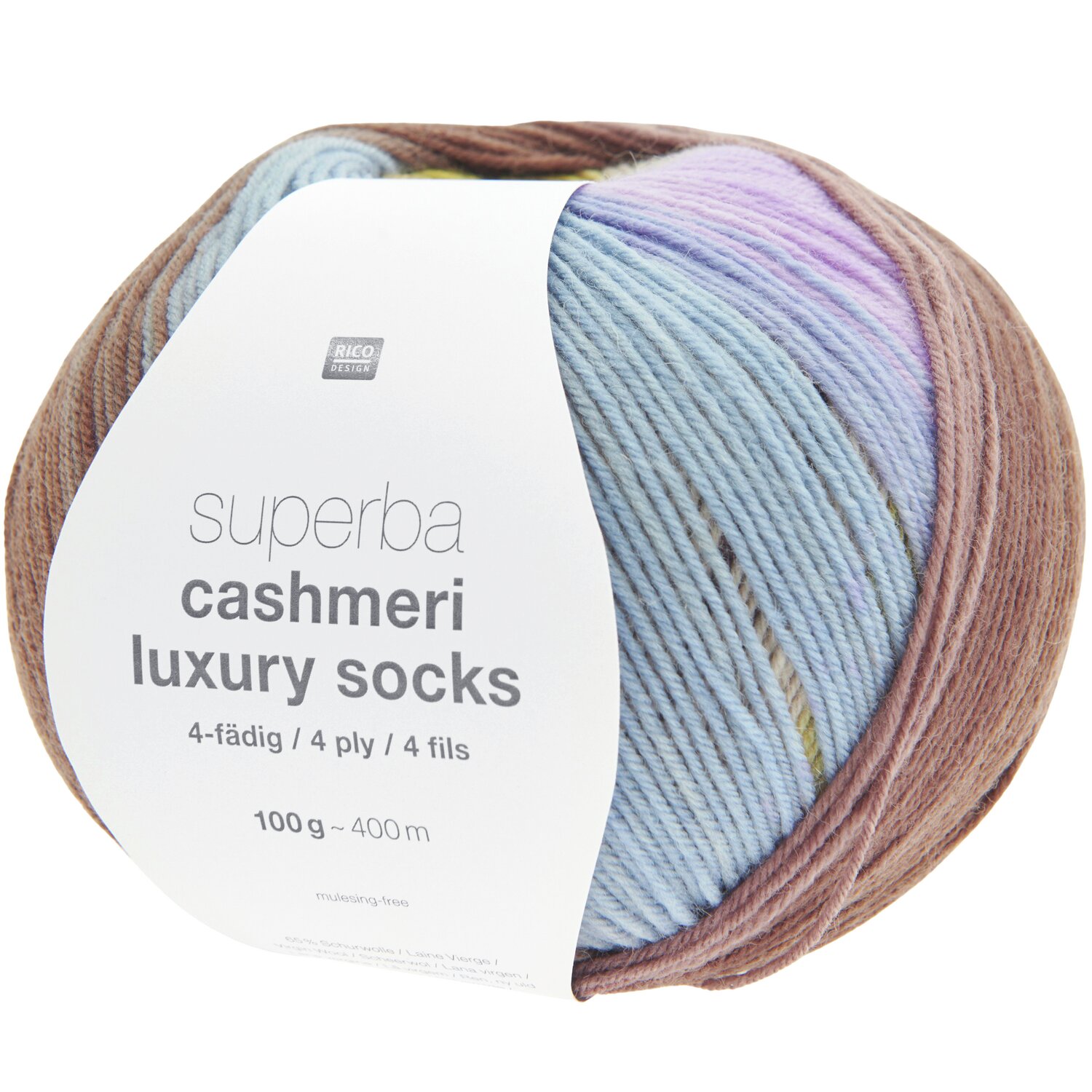 Superba Cashmeri Luxury Socks 4fädig 100g 400m Farbe Autumn Shades von Rico Design Superba Cashmeri Luxury Socks, 4-fädig, 100g 400m. Farbverlauf in sanften Herbsttönen von Rico Design. Ideal für hochwertige Strickprojekte.