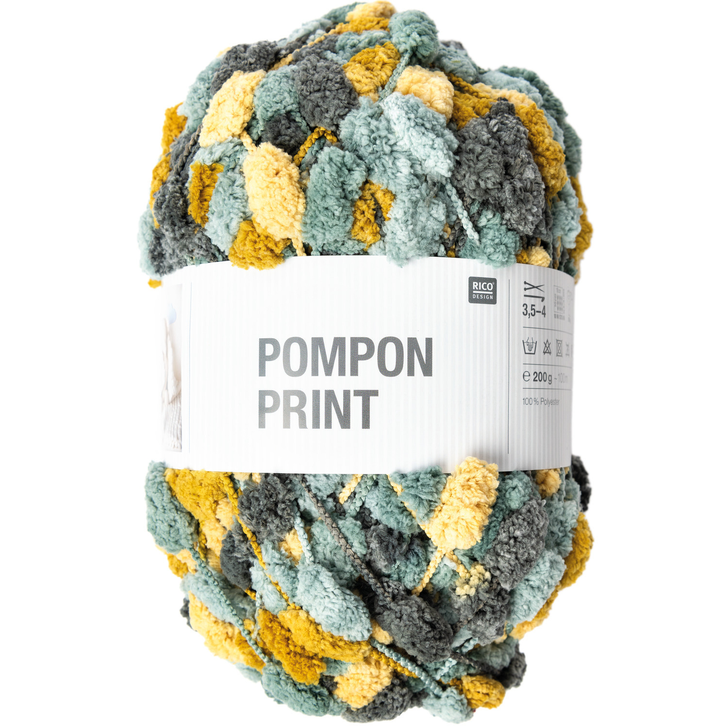 Rico Design Creative Pompon Print Senf-Petrol