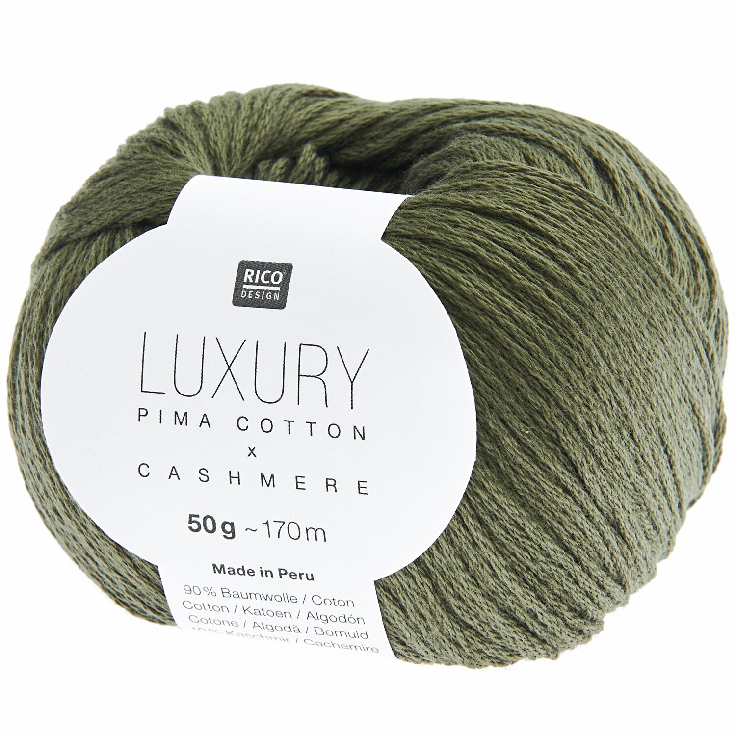 Luxury Pima Cotton x Cashmere 50g 170m Farbe Oliv von Rico Design